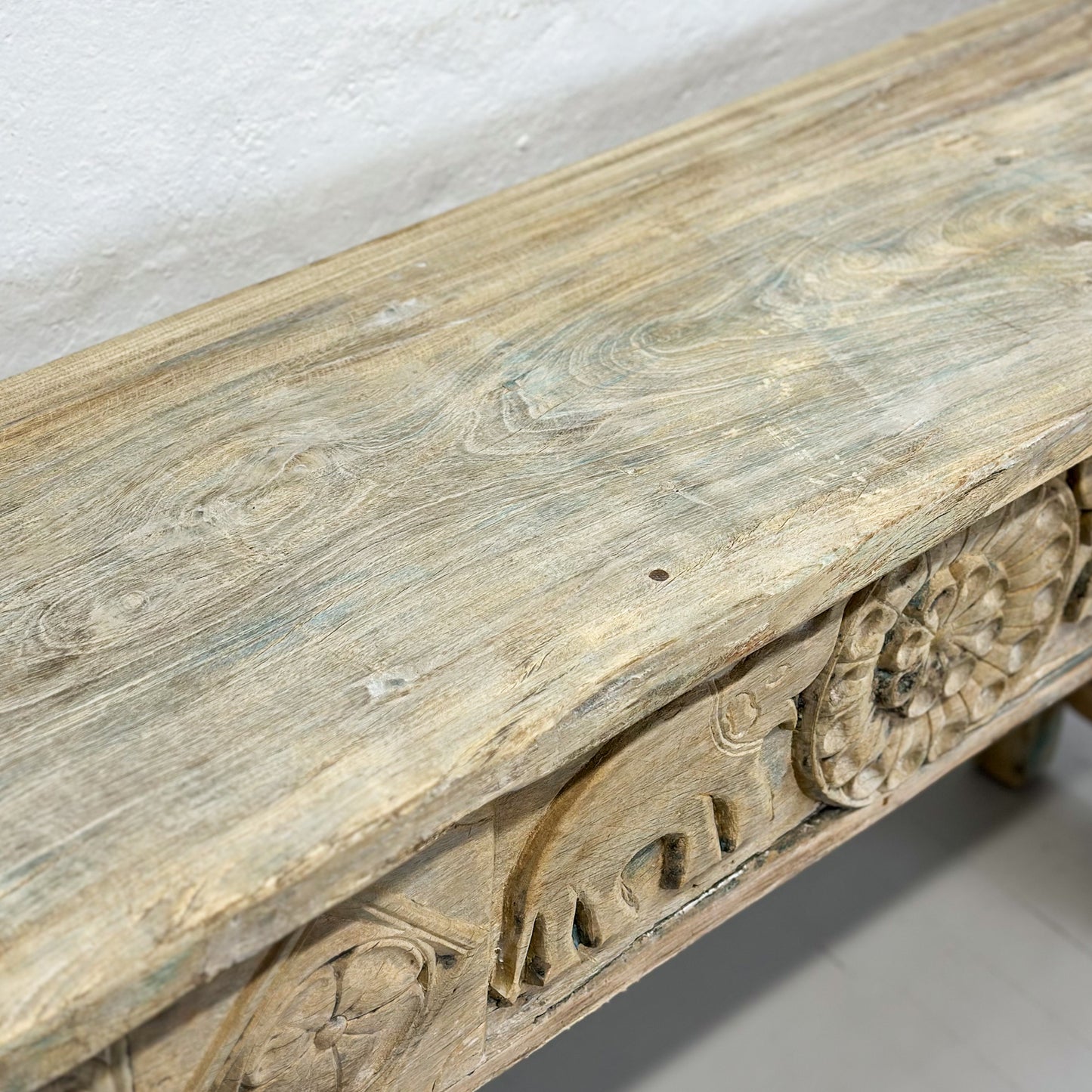 Elephant Carved Bleached Console