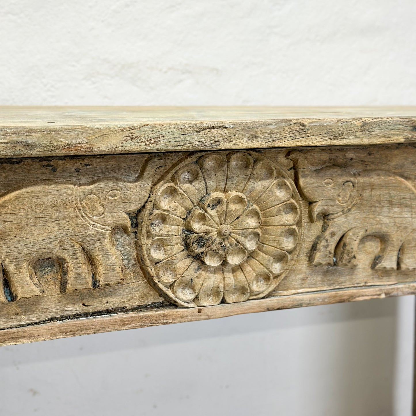 Elephant Carved Bleached Console