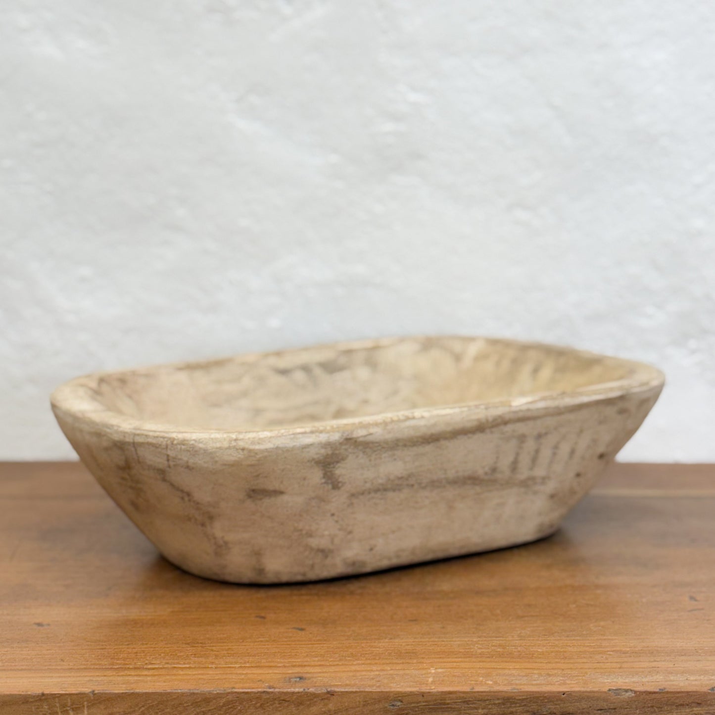 Rustic Carved Oval Bowl