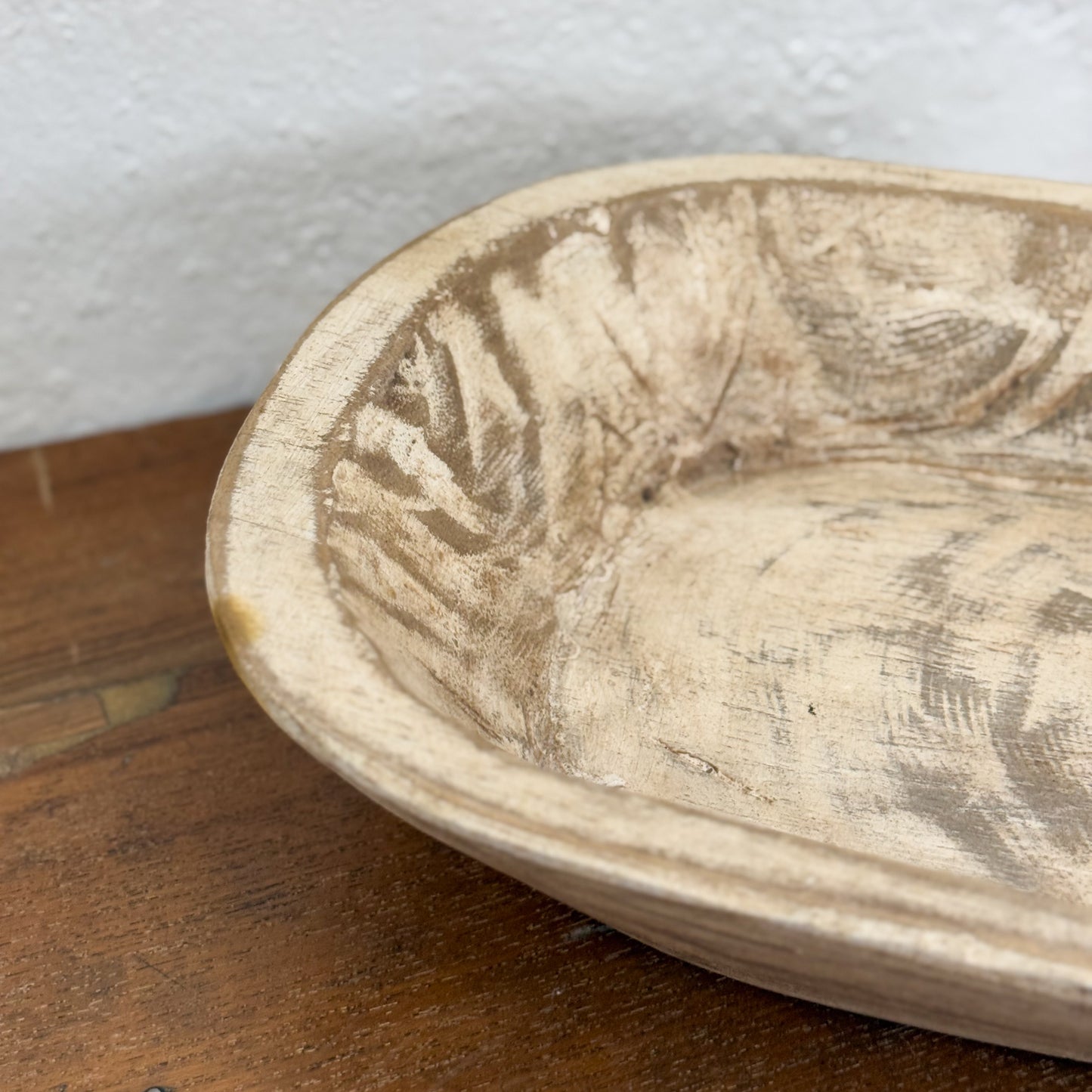 Rustic Carved Oval Bowl