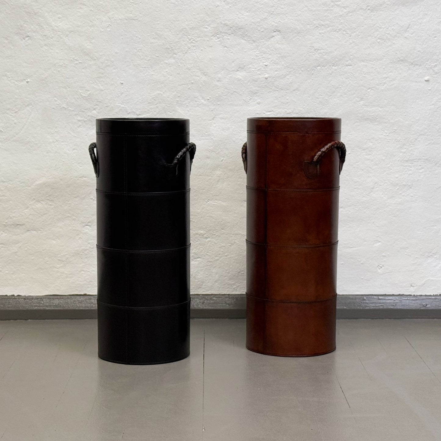 Leather Umbrella Stand with Braided Handle