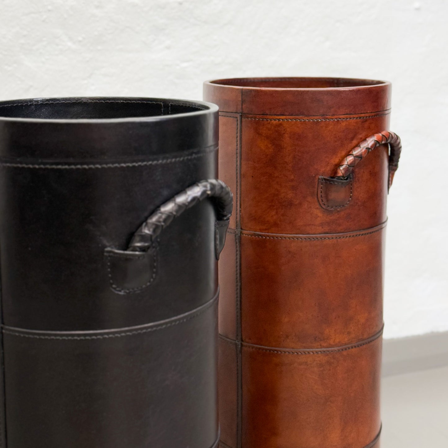 Leather Umbrella Stand with Braided Handle