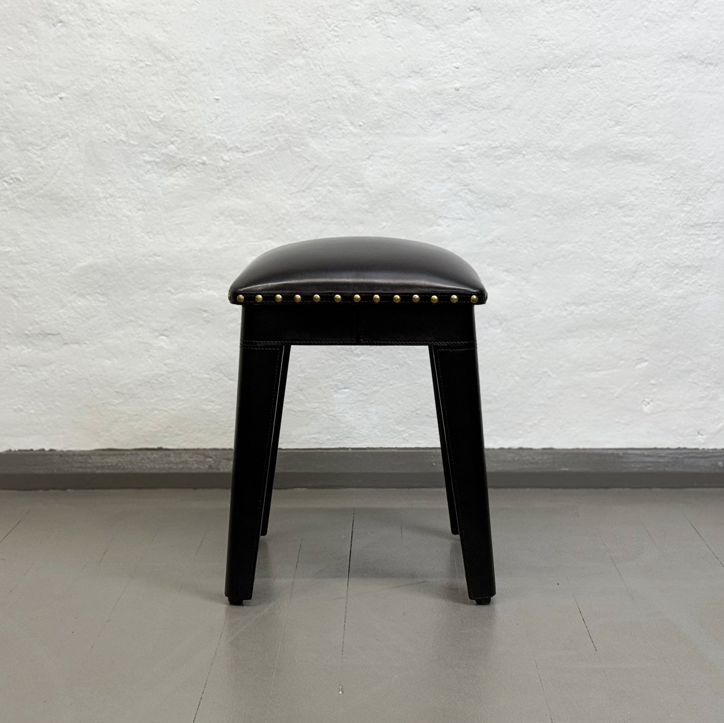 Black Leather Chess Stool