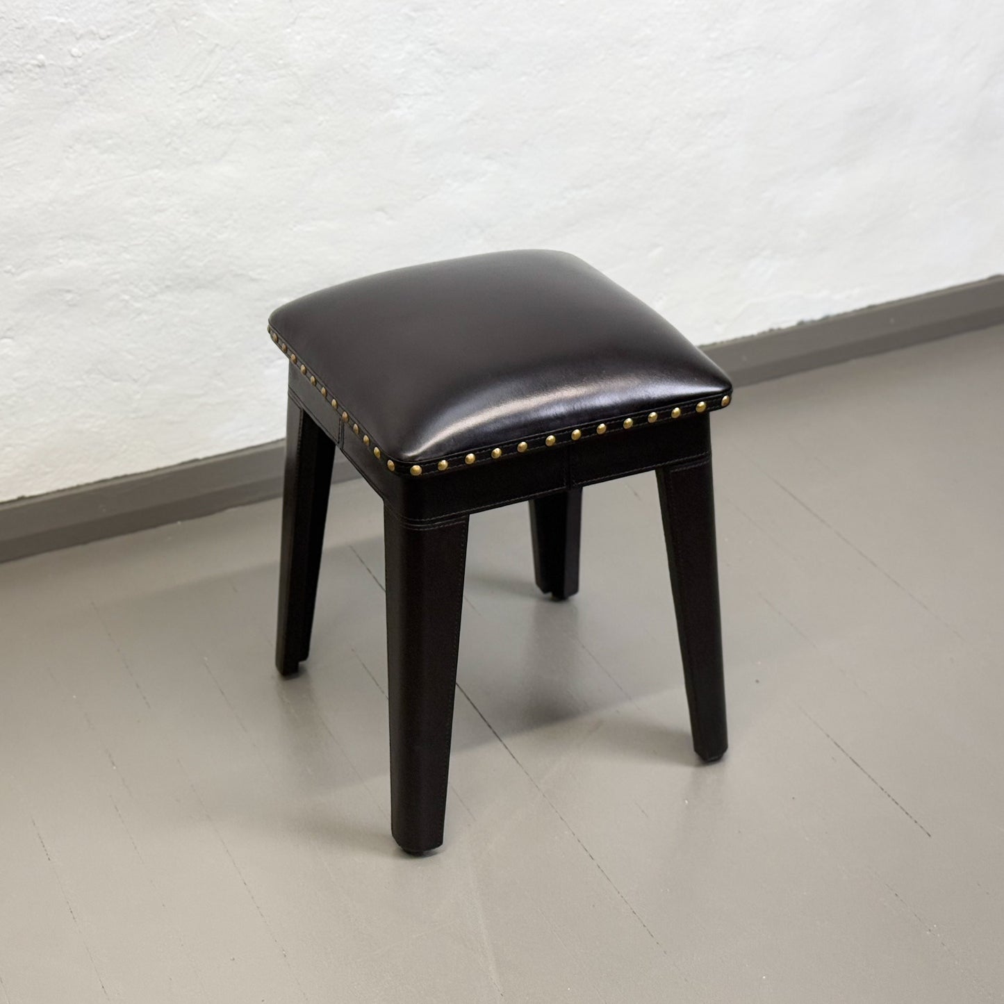 Black Leather Chess Stool