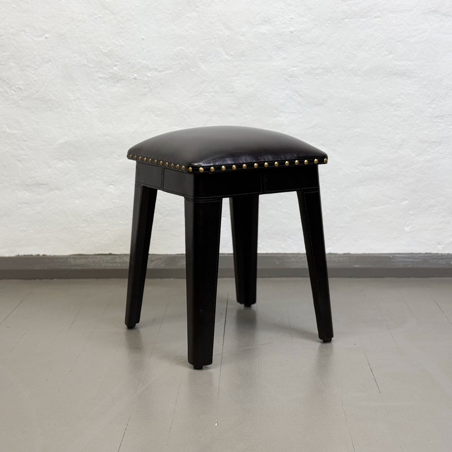 Black Leather Chess Stool