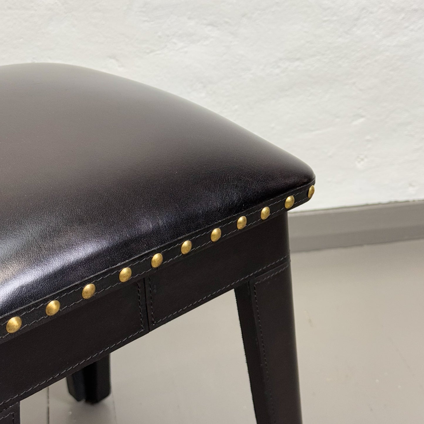 Black Leather Chess Stool