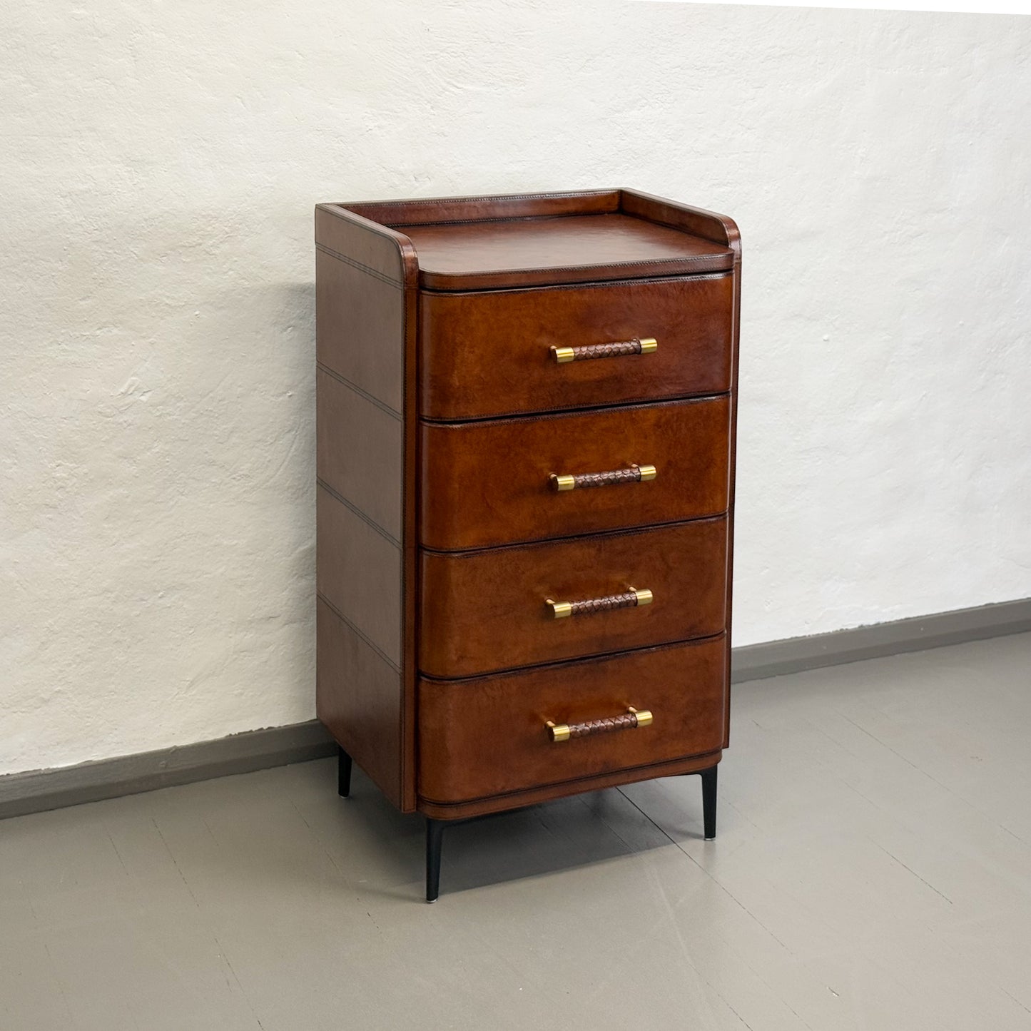 4 Drawer Leather Tall Boy