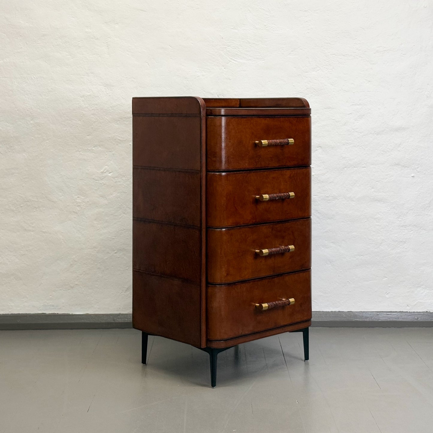 4 Drawer Leather Tall Boy