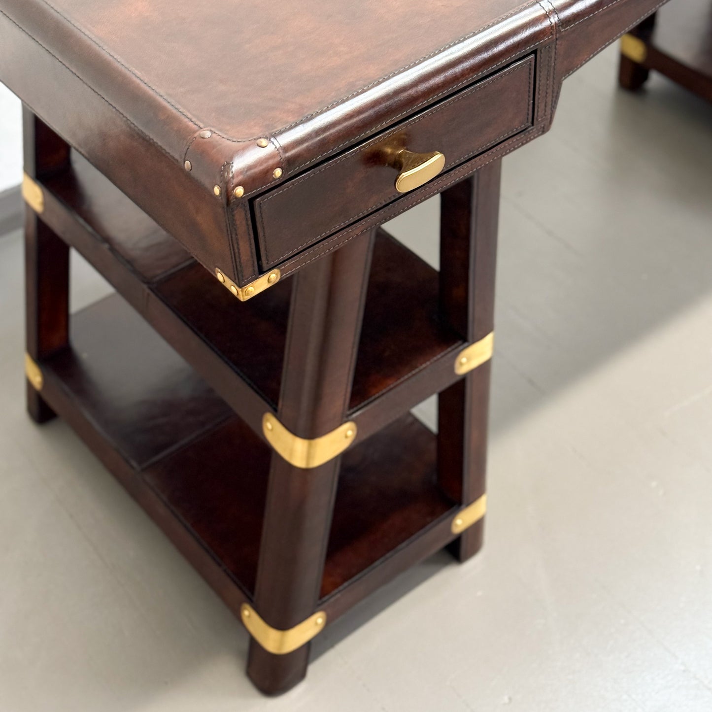 Dark Brown Leather Writing Desk