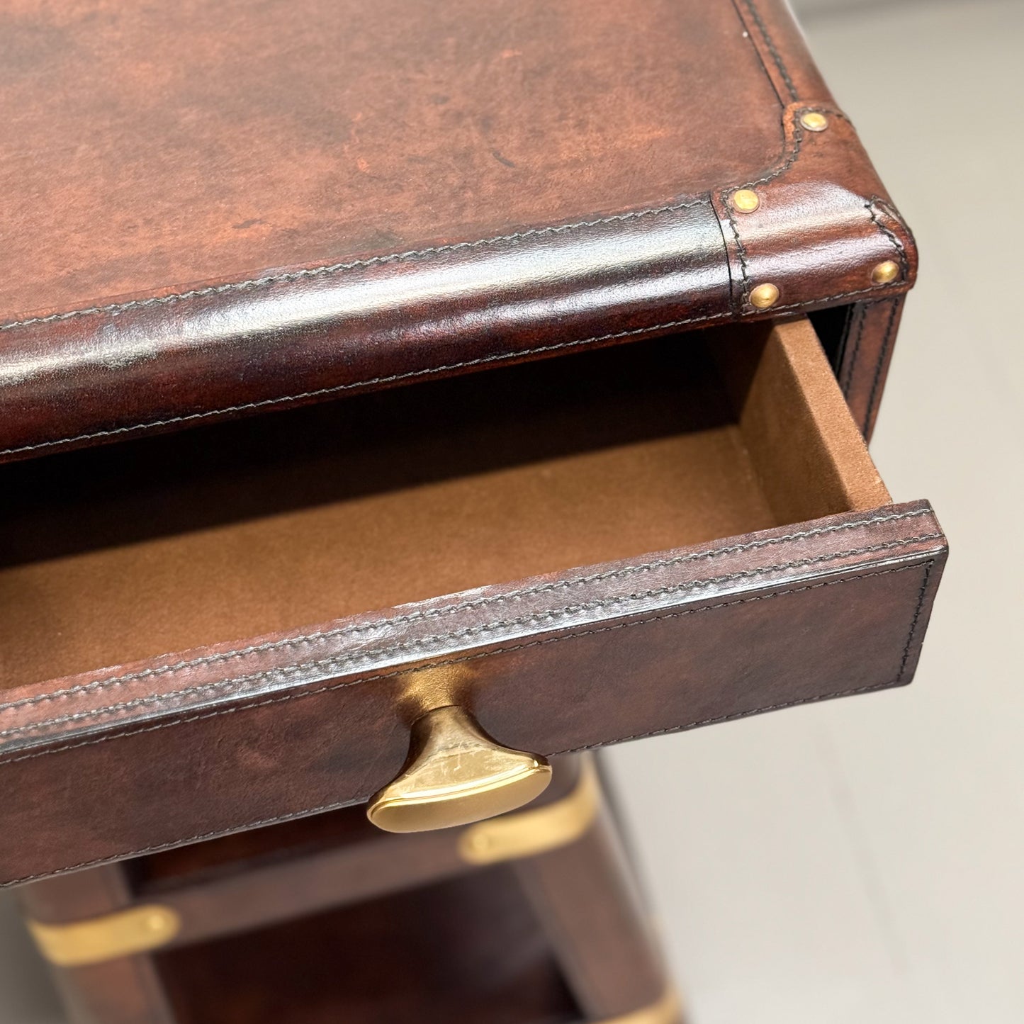 Dark Brown Leather Writing Desk