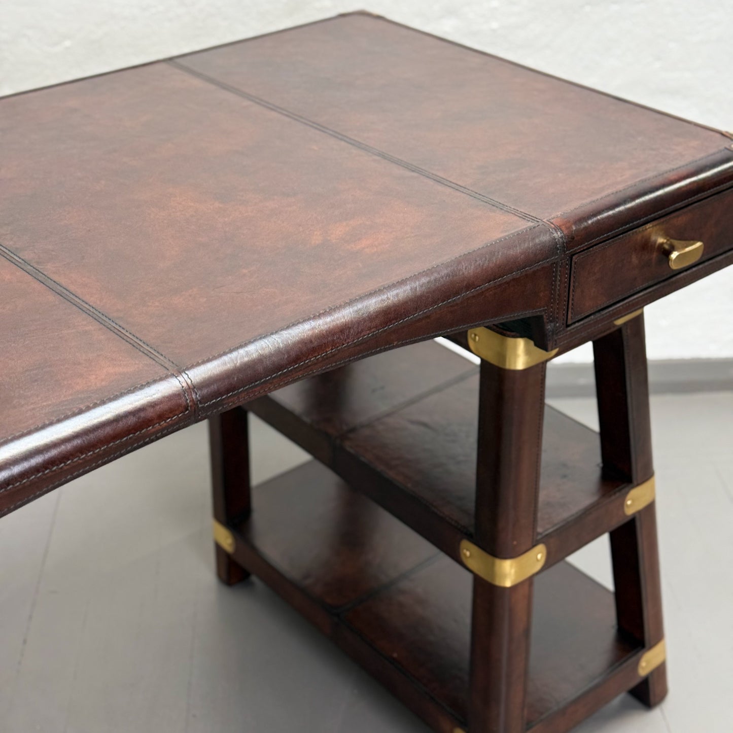 Dark Brown Leather Writing Desk