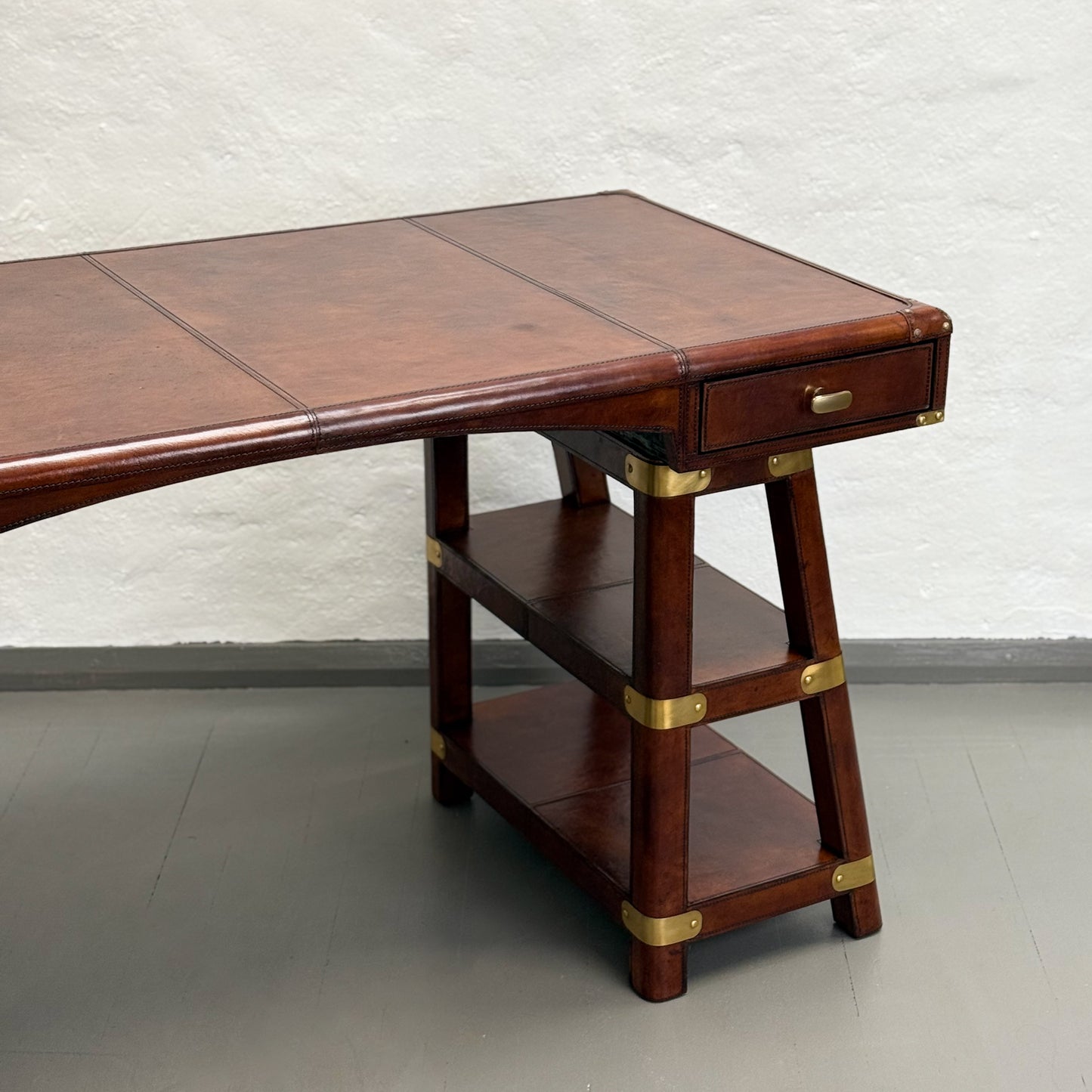 Tan Leather Writing Desk