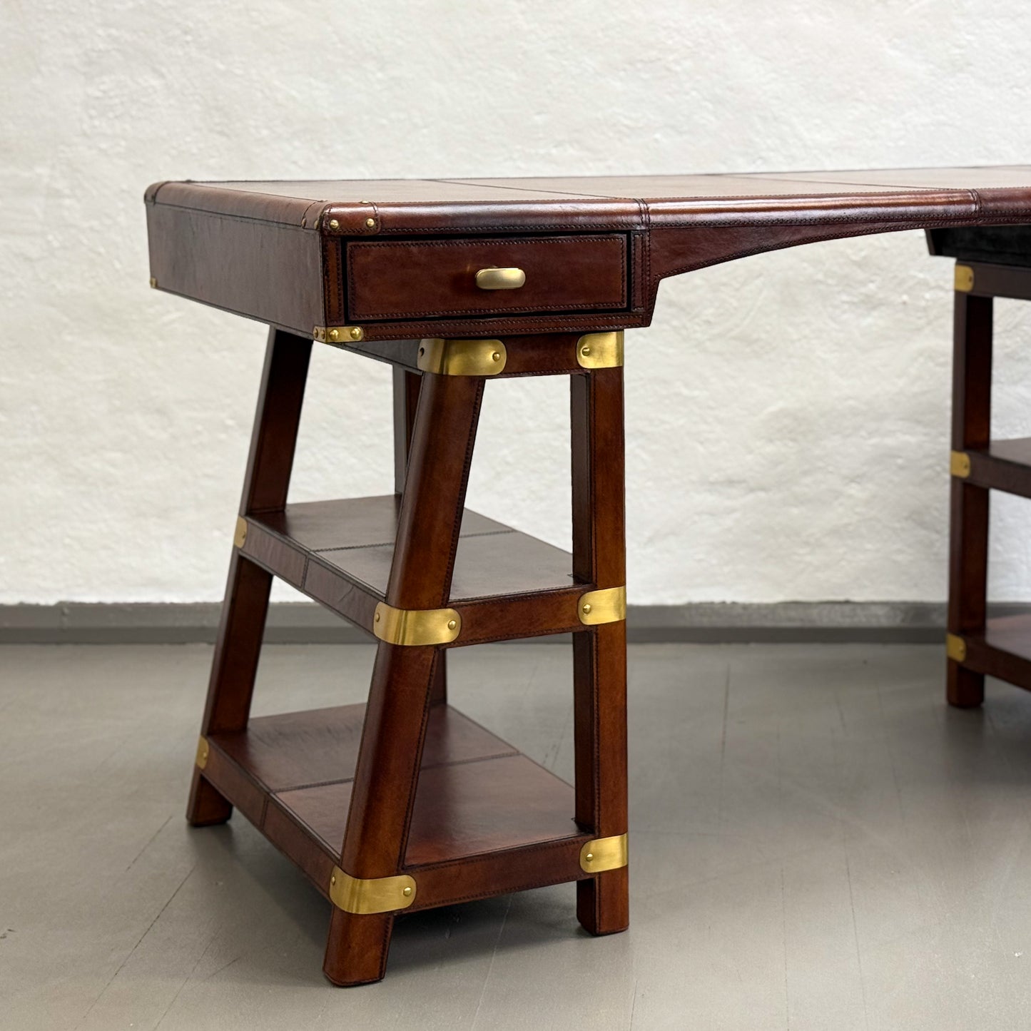 Tan Leather Writing Desk