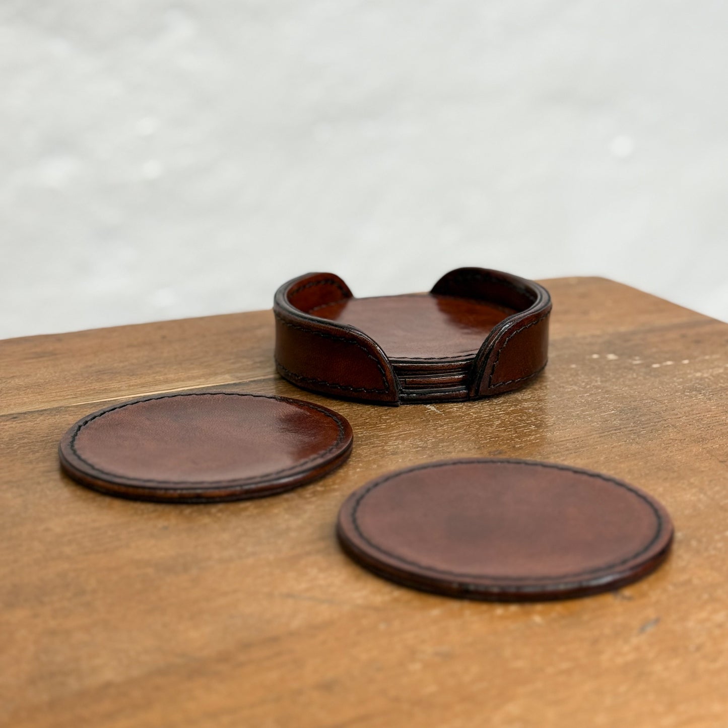 Round Leather Coaster Set