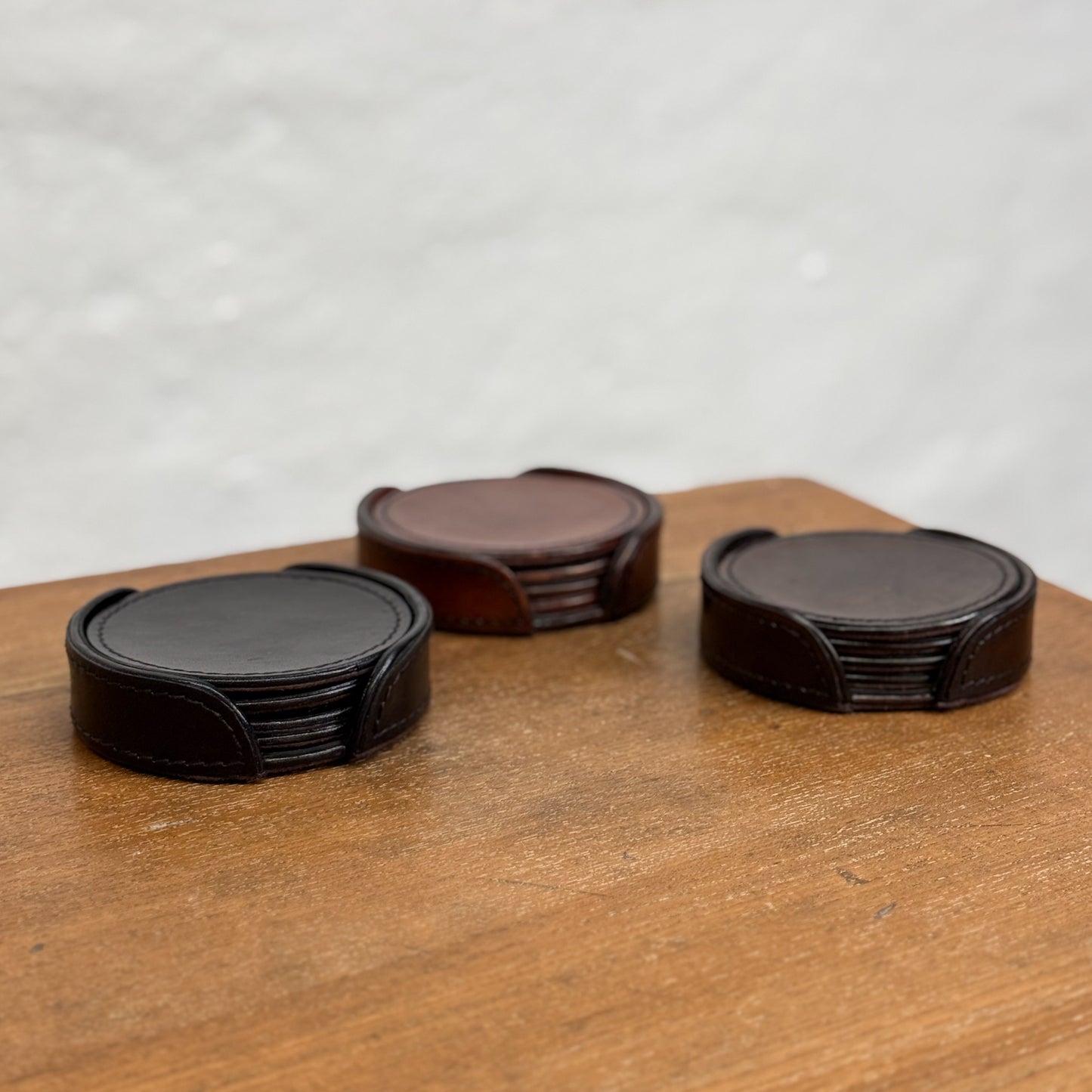 Round Leather Coaster Set