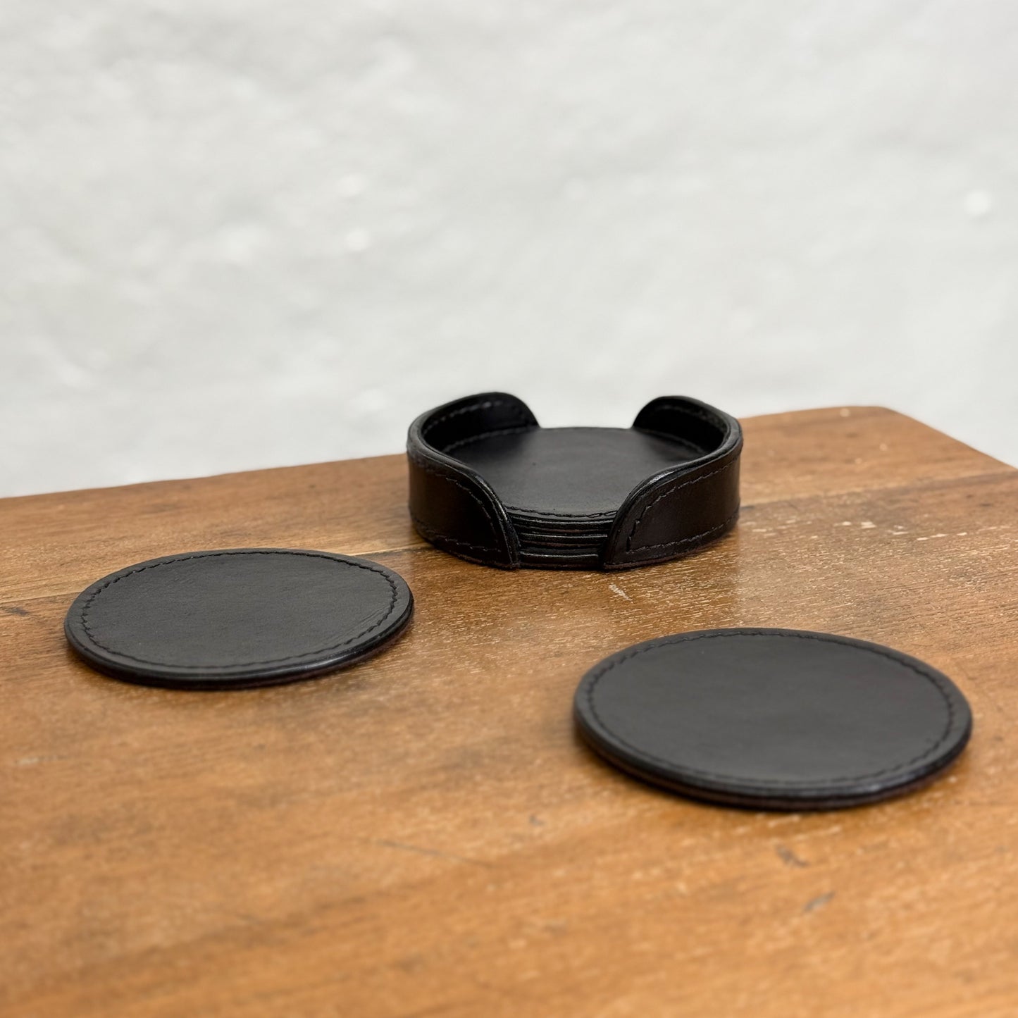 Round Leather Coaster Set