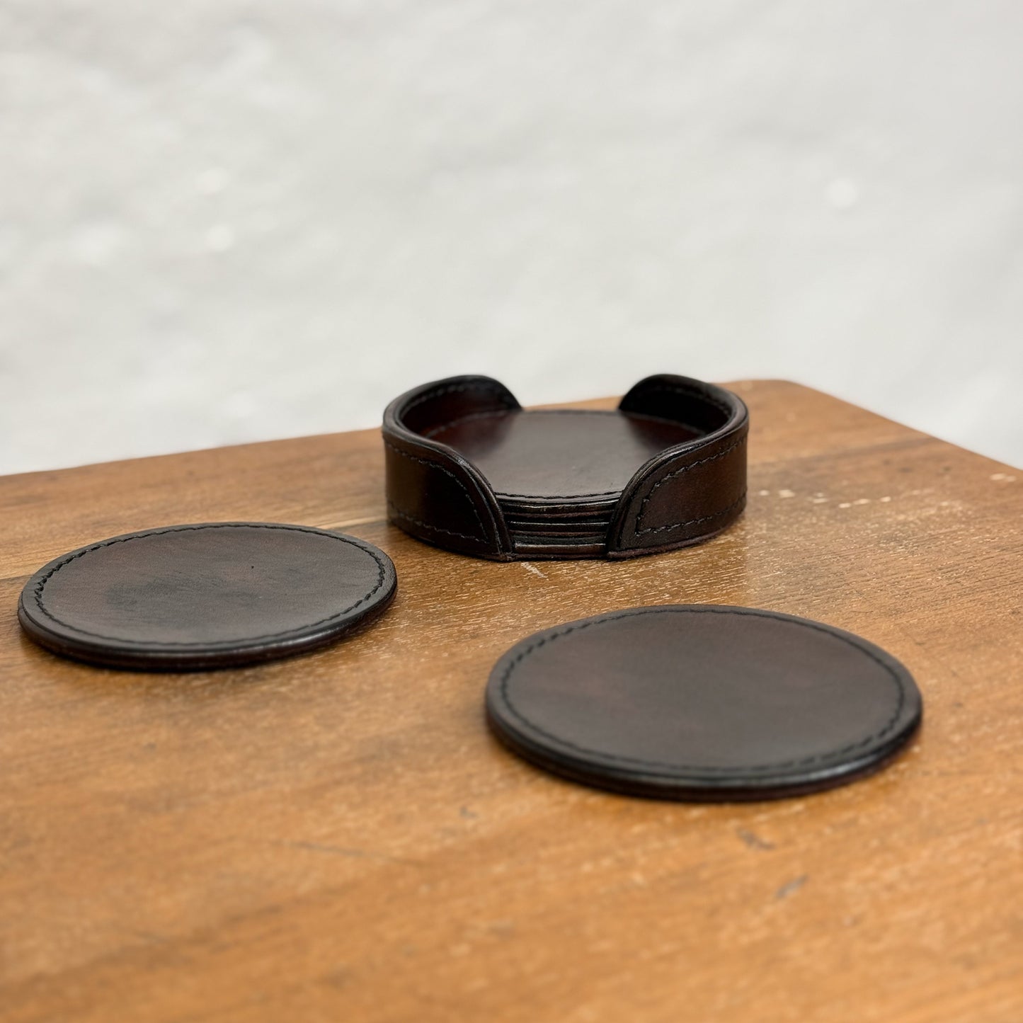 Round Leather Coaster Set