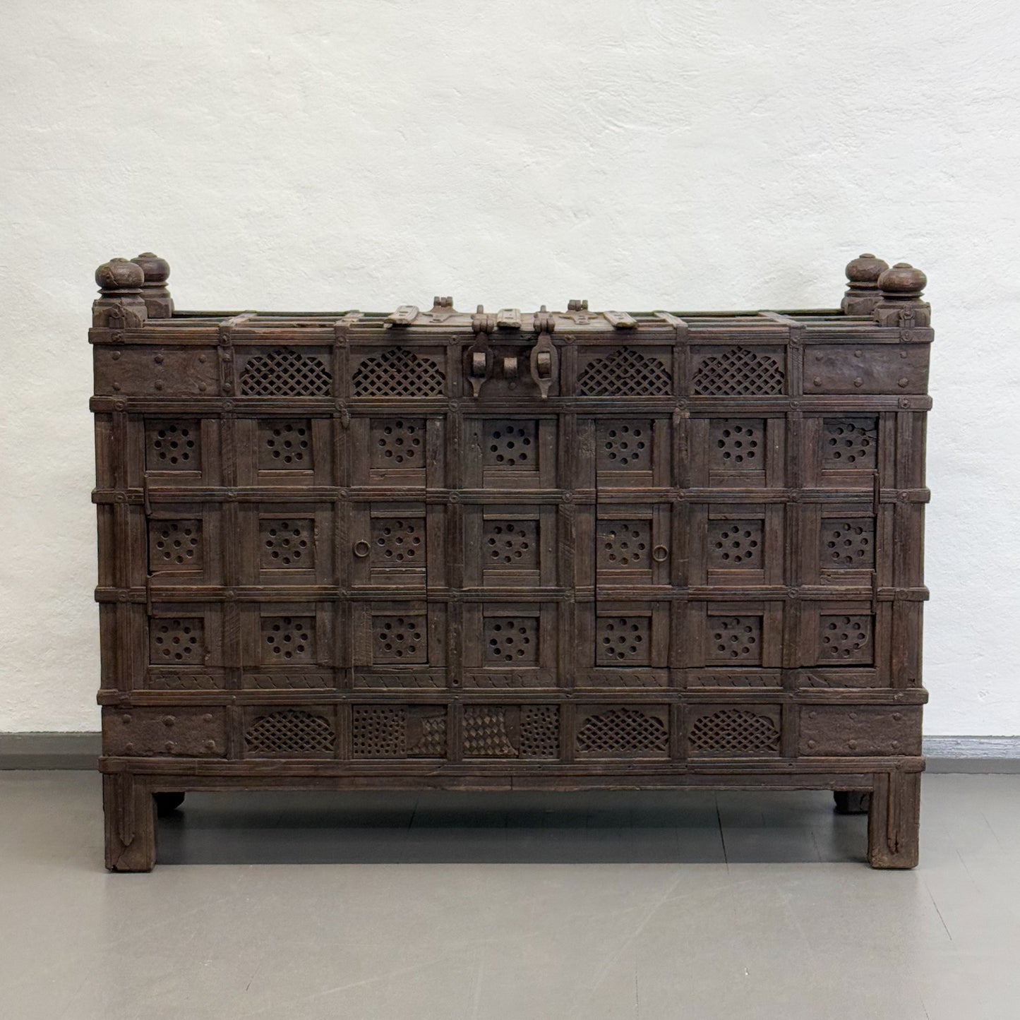 Lattice Carved Pitara Chest Cabinet