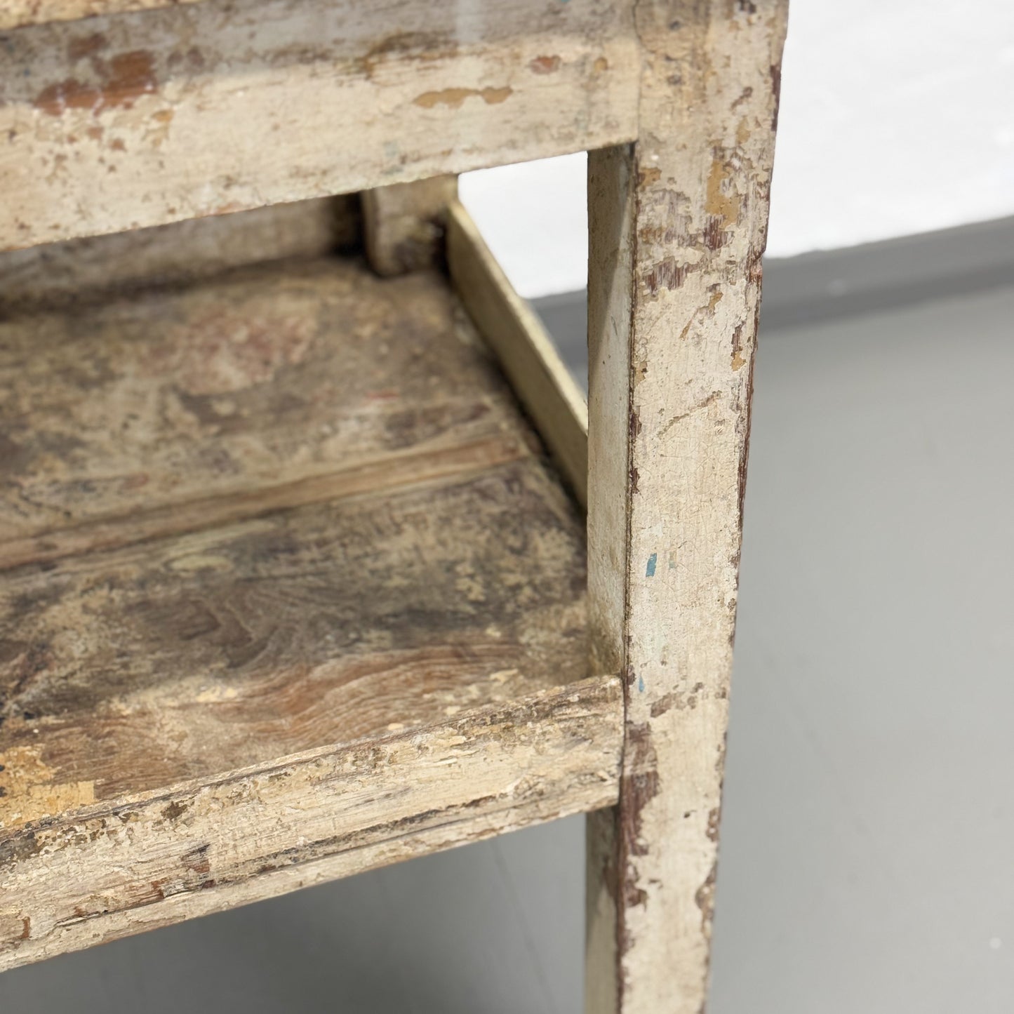 Distressed Side Table with Shelf