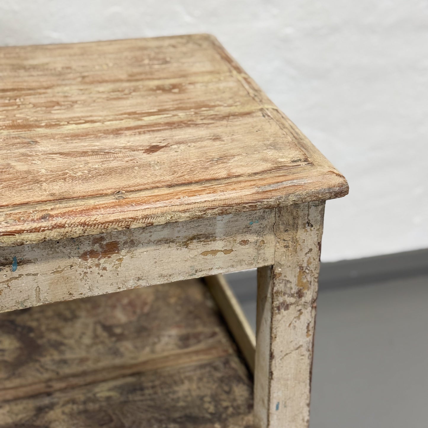 Distressed Side Table with Shelf