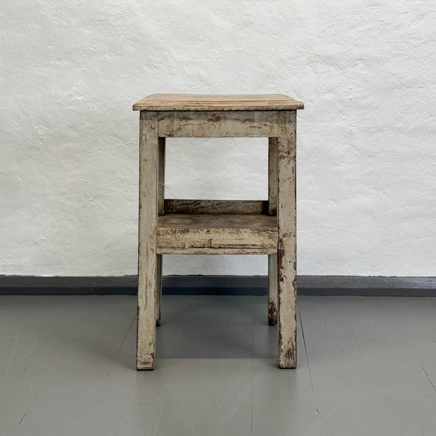 Distressed Side Table with Shelf