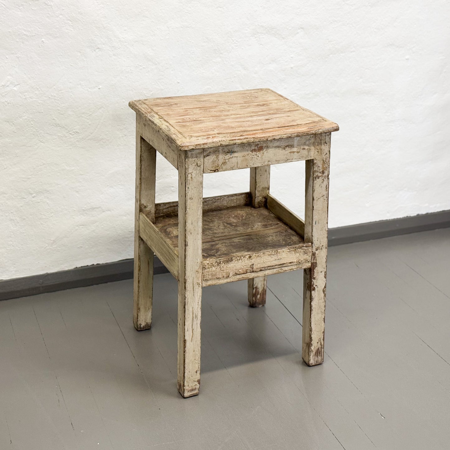 Distressed Side Table with Shelf