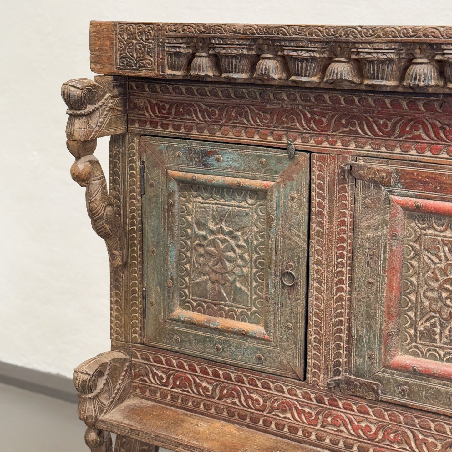 Antique Carved Majuce Chest