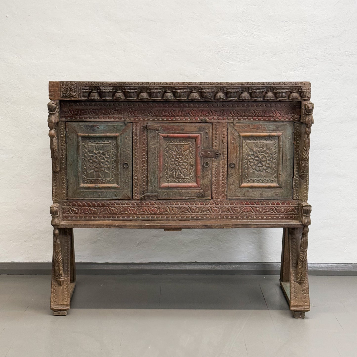 Antique Carved Majuce Chest