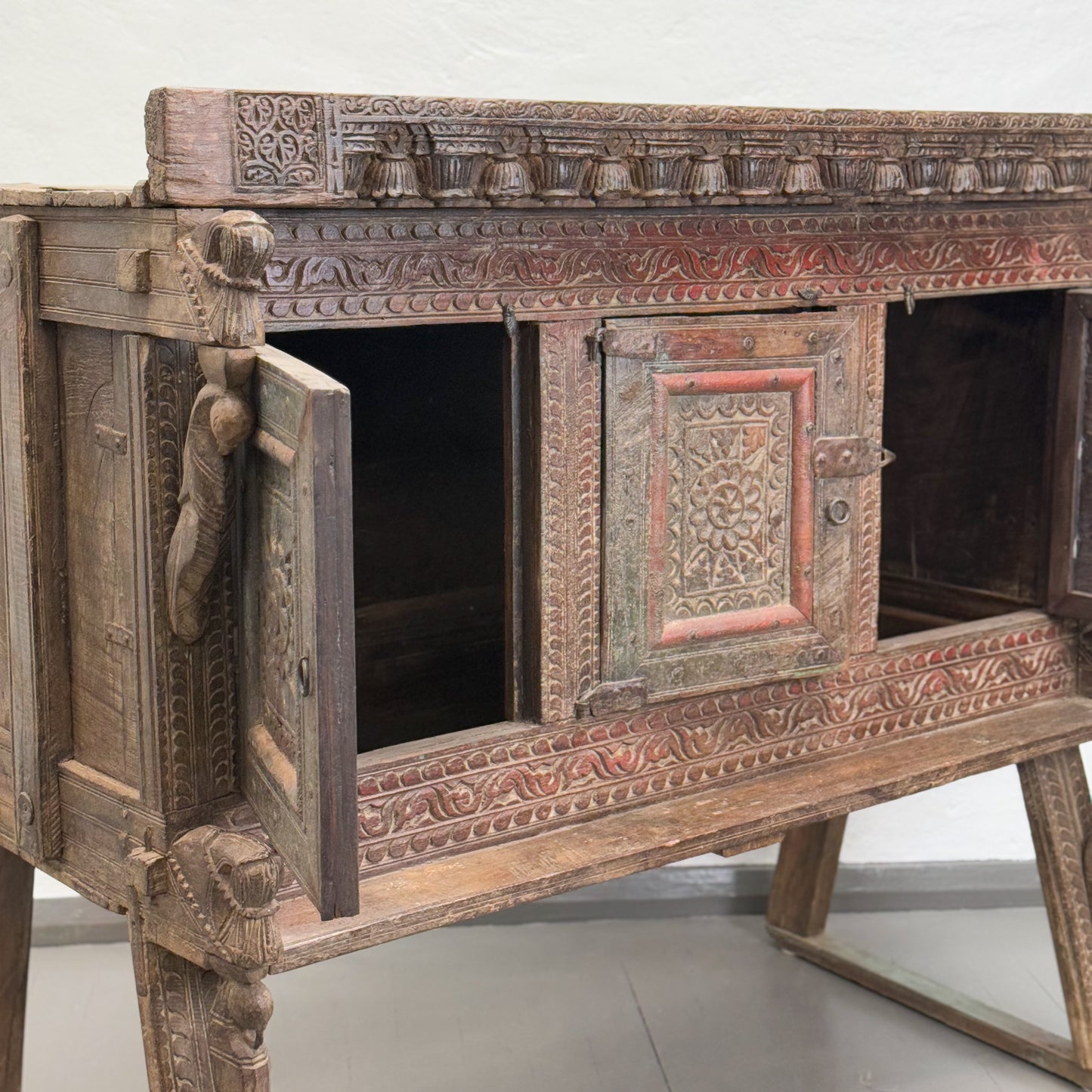 Antique Carved Majuce Chest