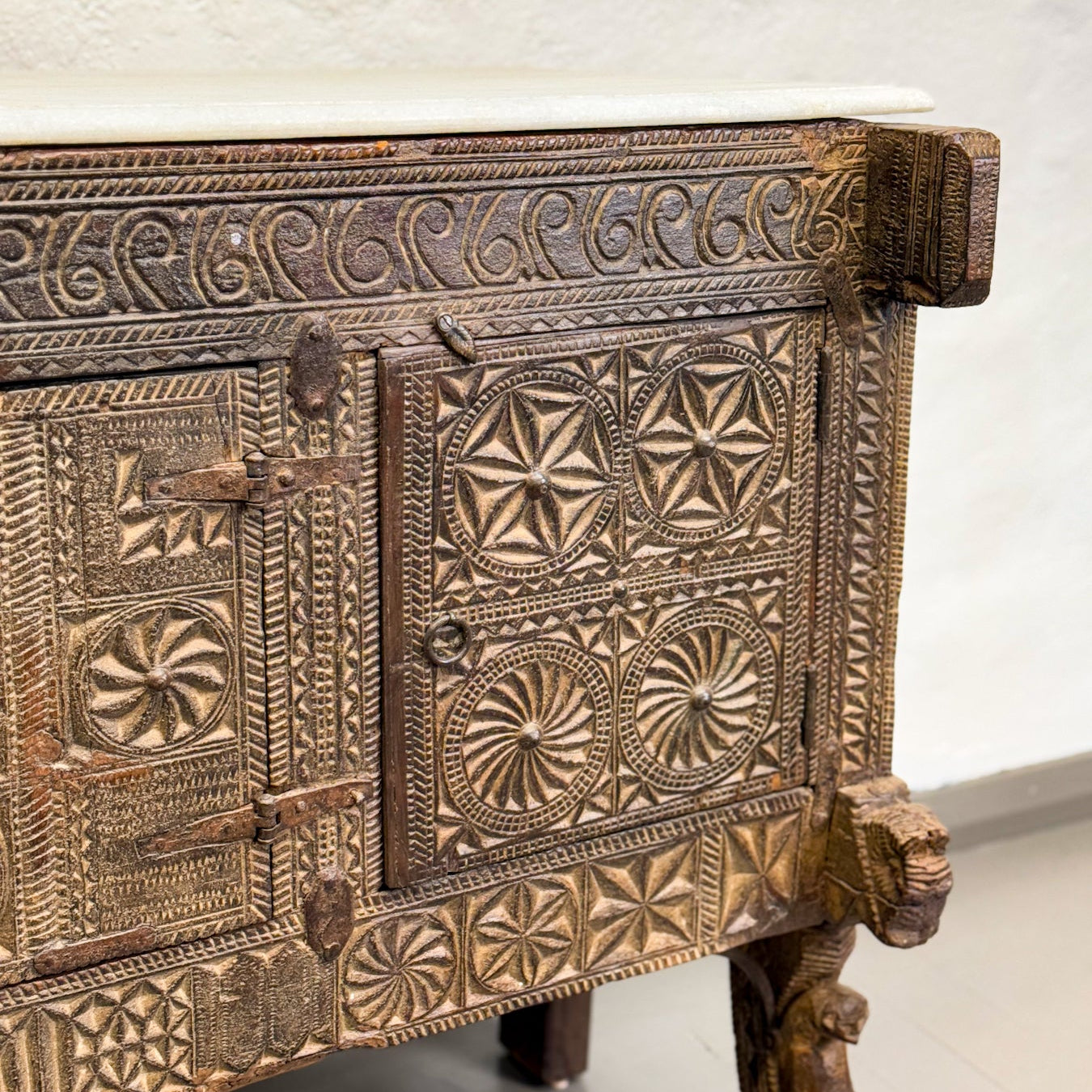 Ornate Marble Top Majuce Chest