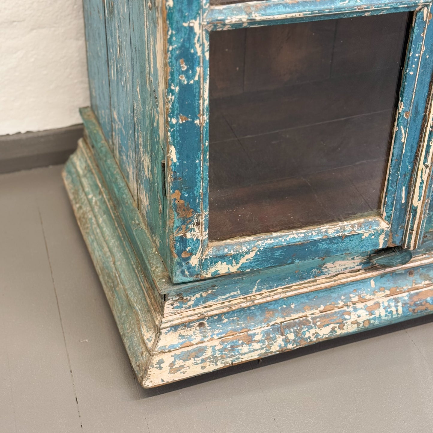 Distressed Vintage Glass Display Cabinet