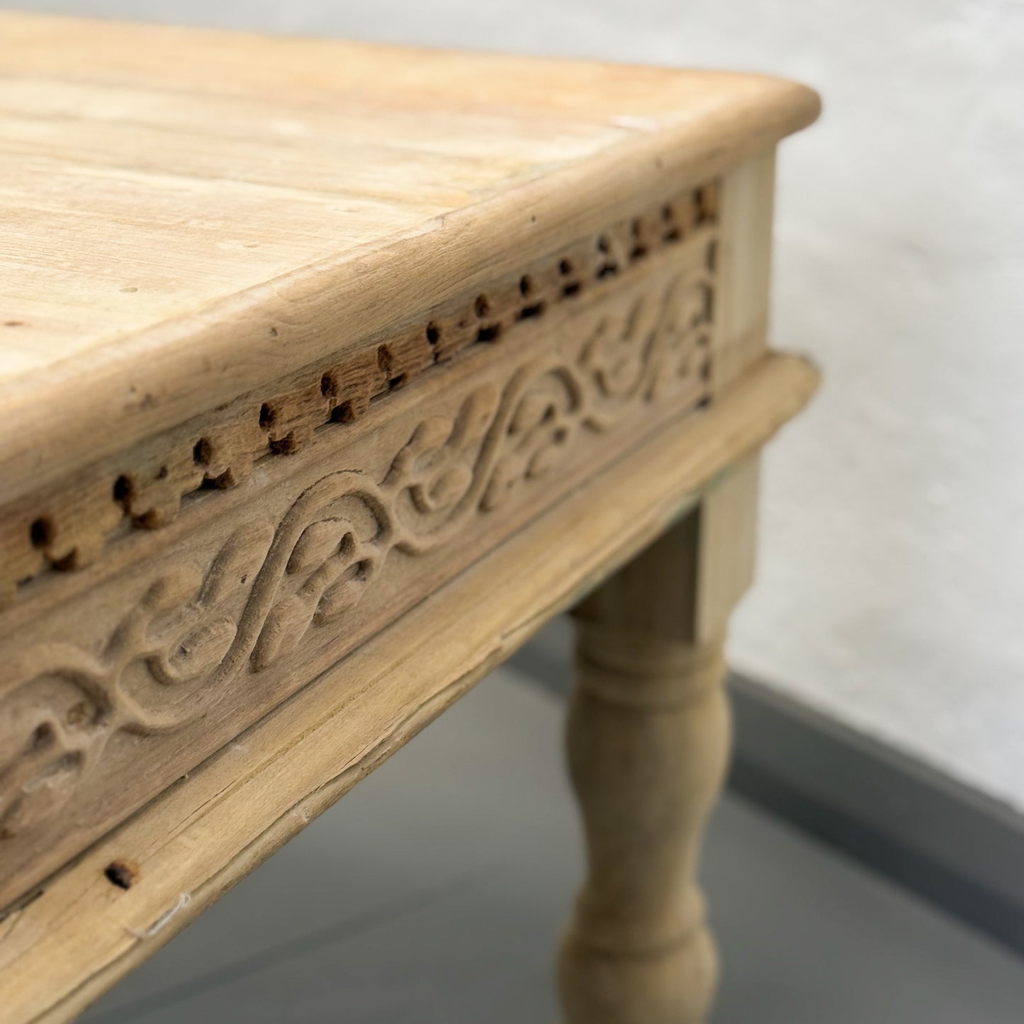 Carved Bleached Coffee Table