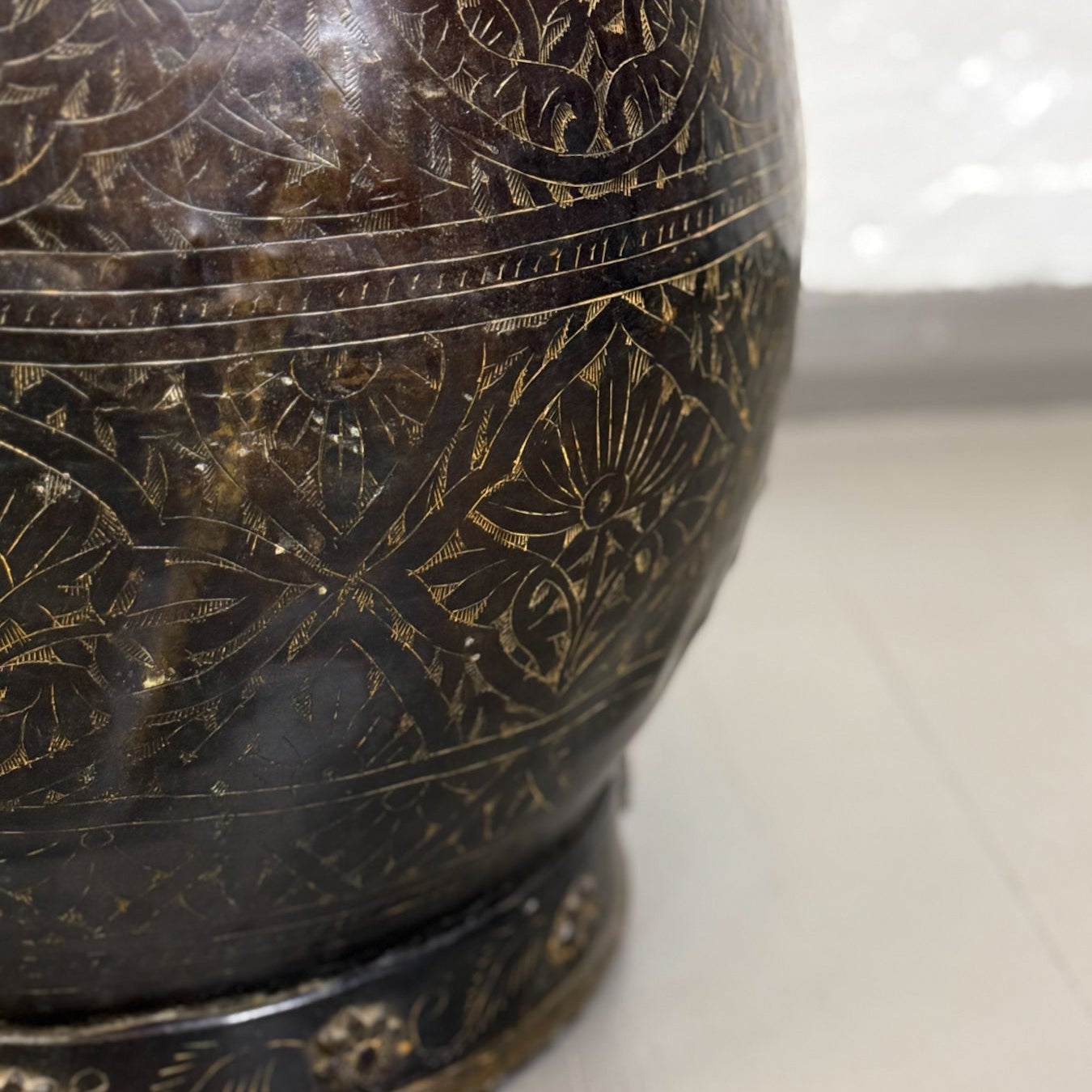 Etched Brass Pot with Handles