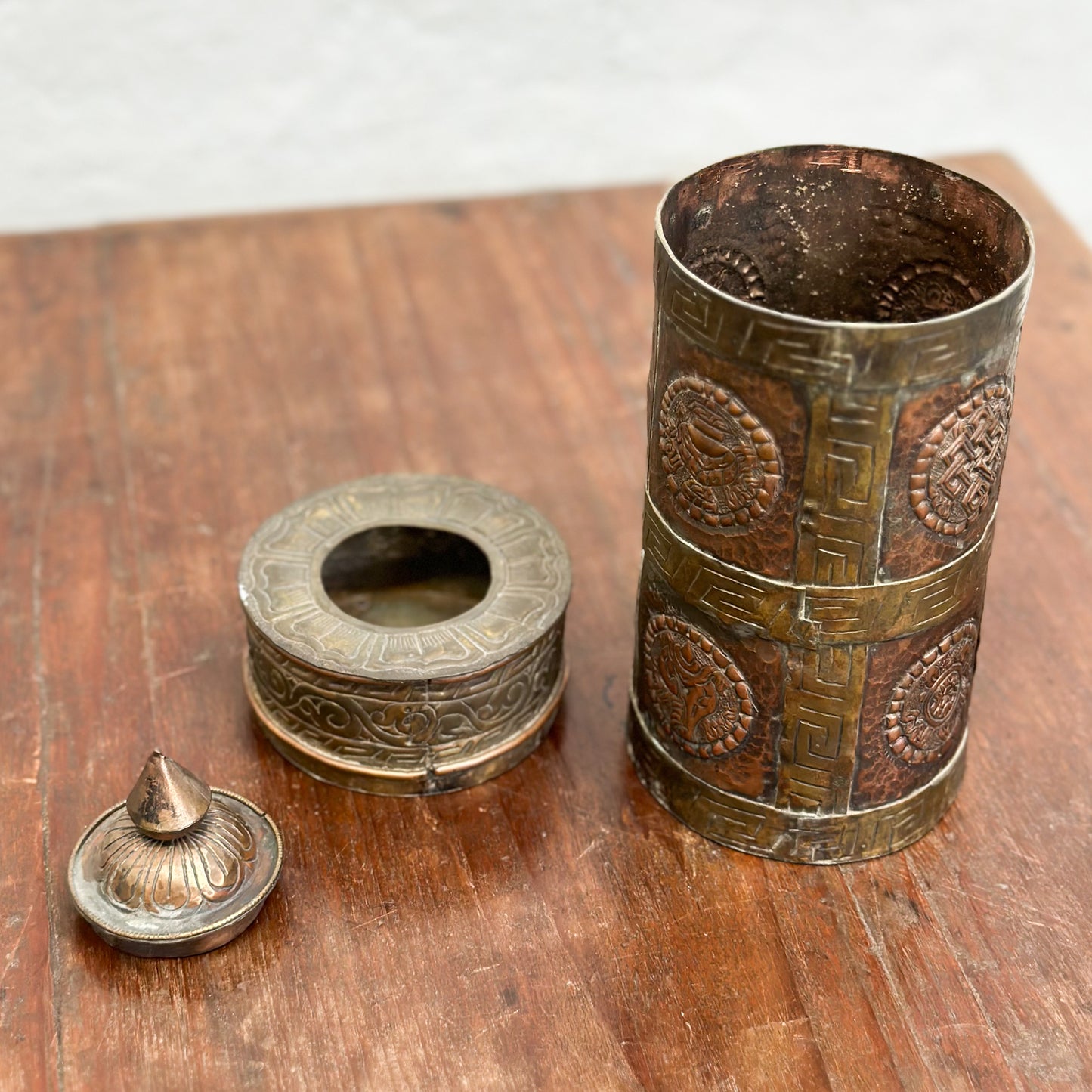 Bronze & Copper Nepalese Storage Container