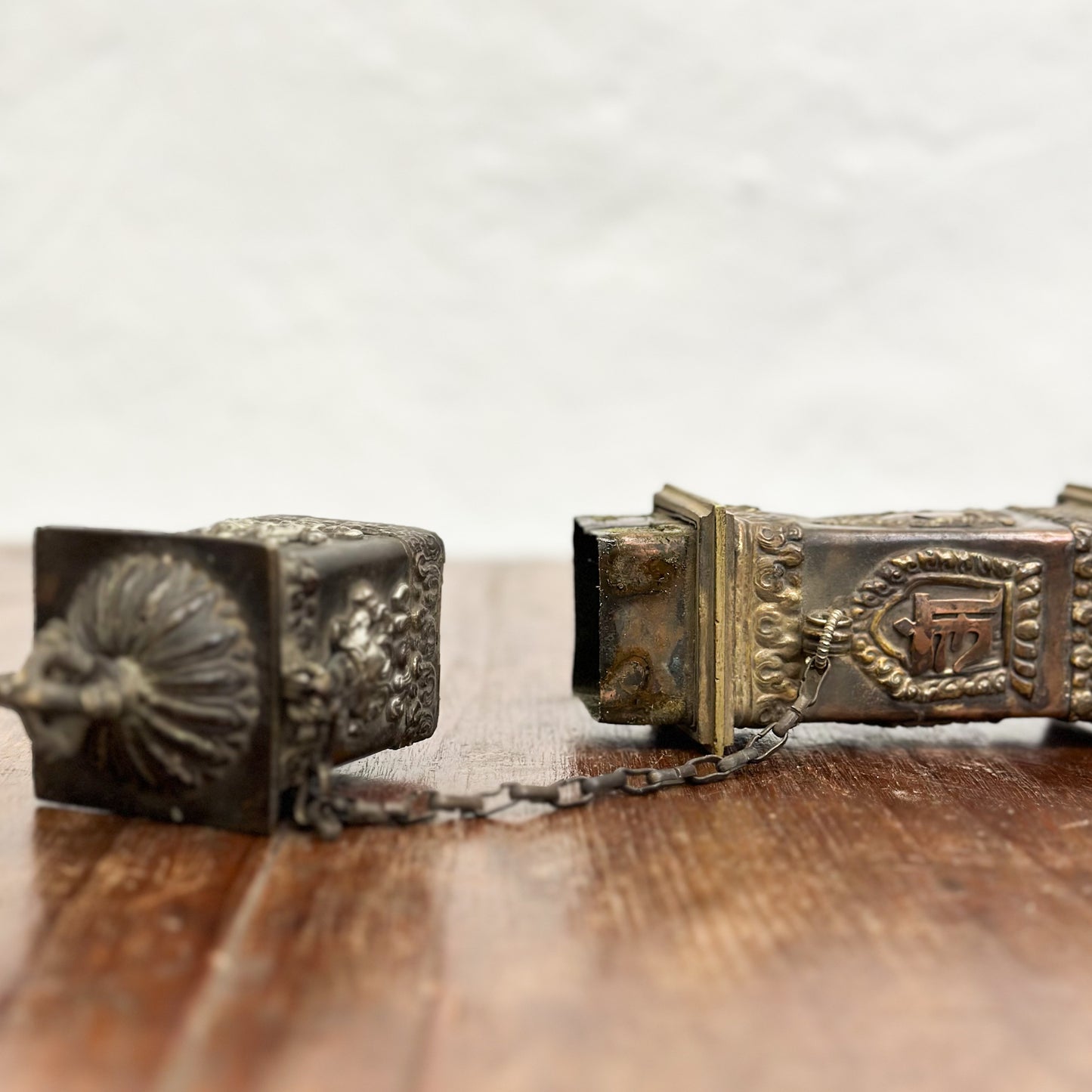Square Nepalese Pewter & Copper Incense Box
