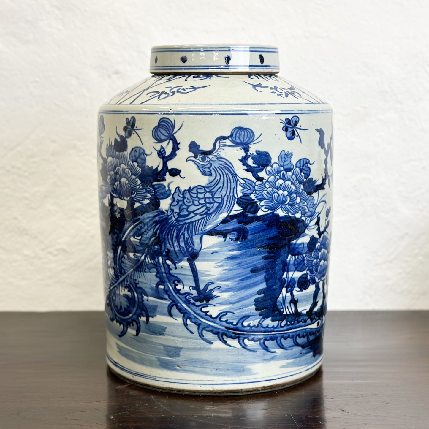 Chinese-Blue-and-White-Porcelain-Cylindrical-Container-Jar-Phoenix-and-Flowers3