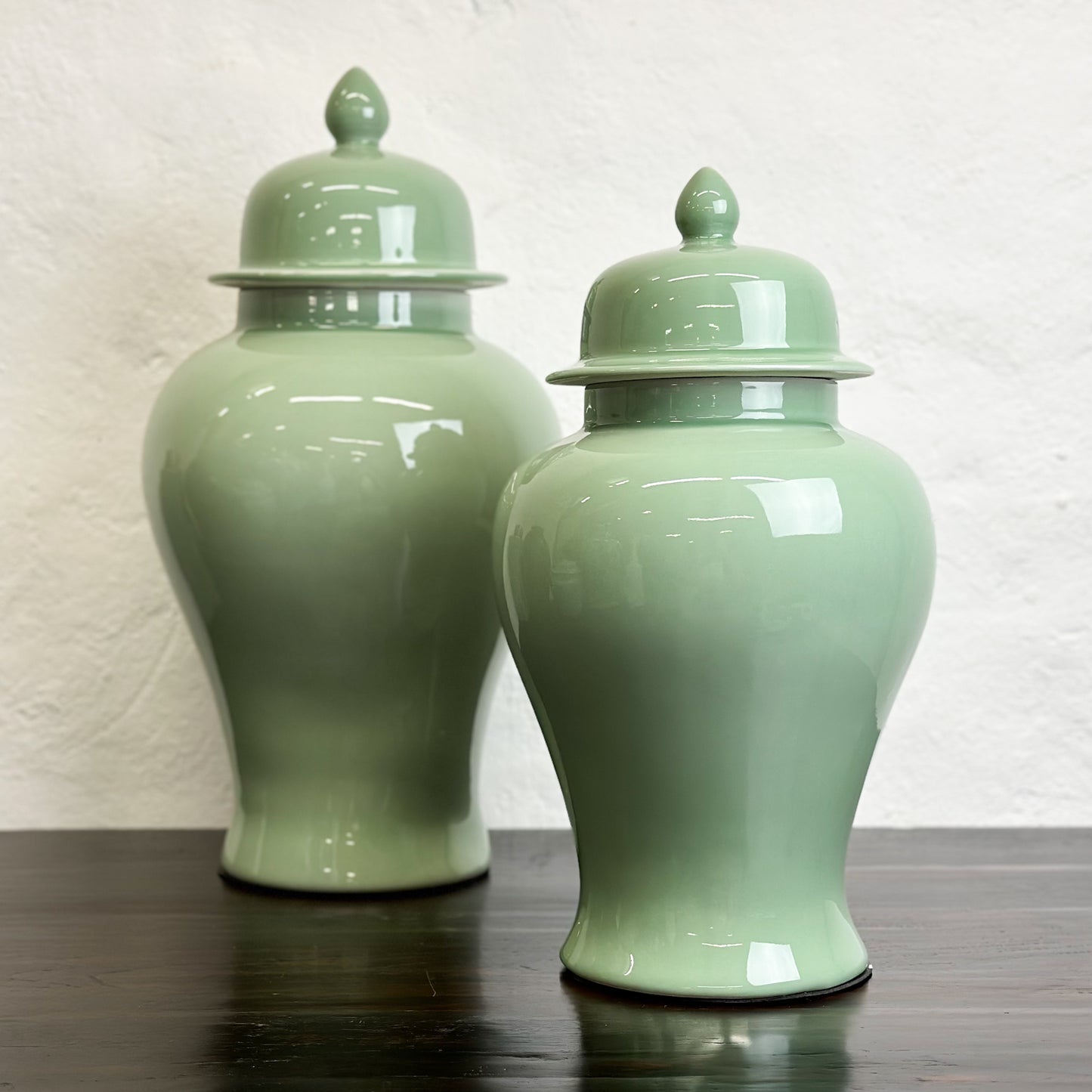 Mint Green Porcelain Temple Jar