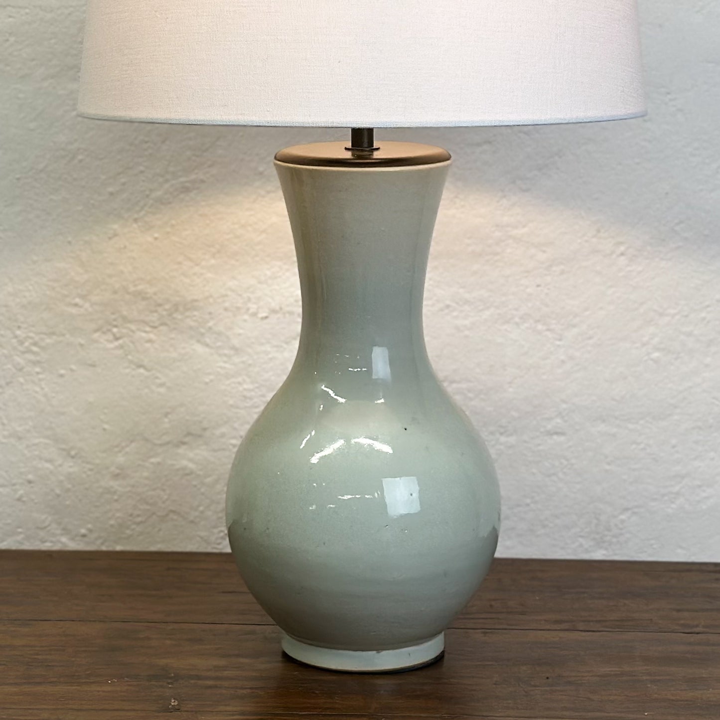 Globular Celadon Porcelain Lamp Base