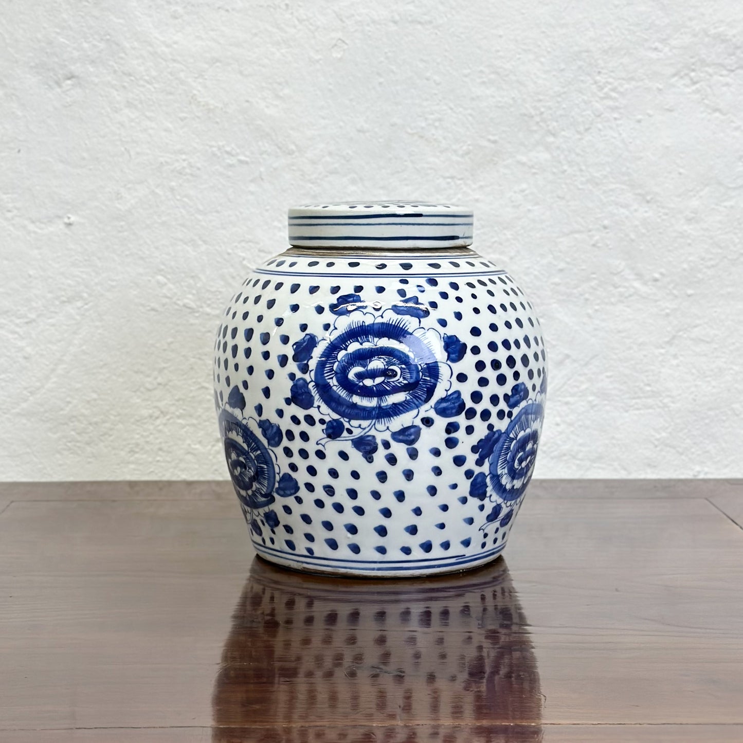 Peonies & Dots Porcelain Ginger Jar