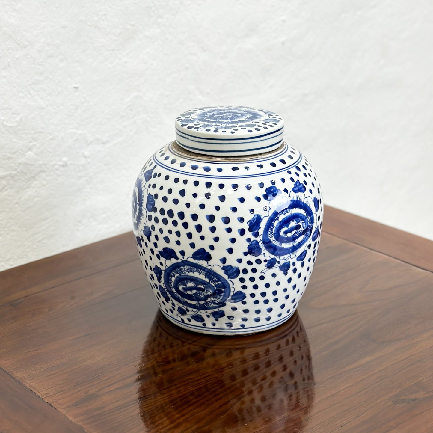 Peonies & Dots Porcelain Ginger Jar