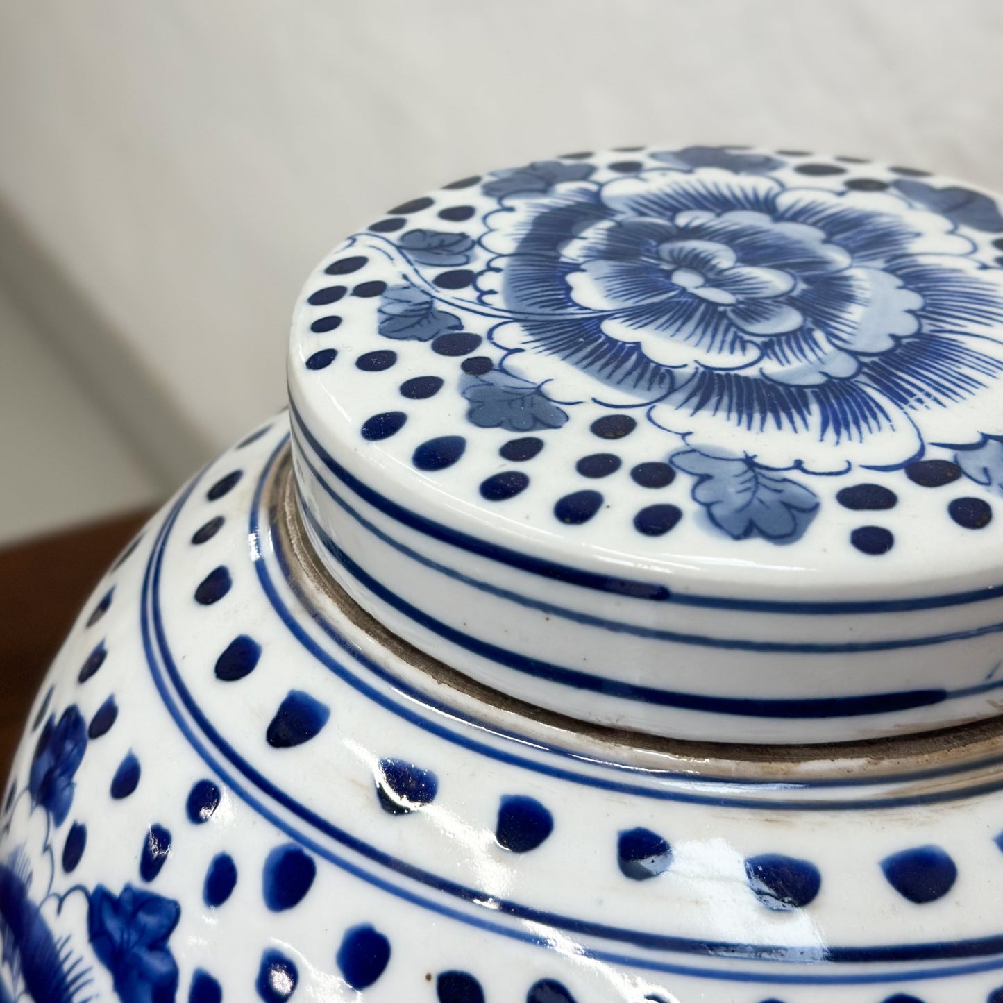 Peonies & Dots Porcelain Ginger Jar