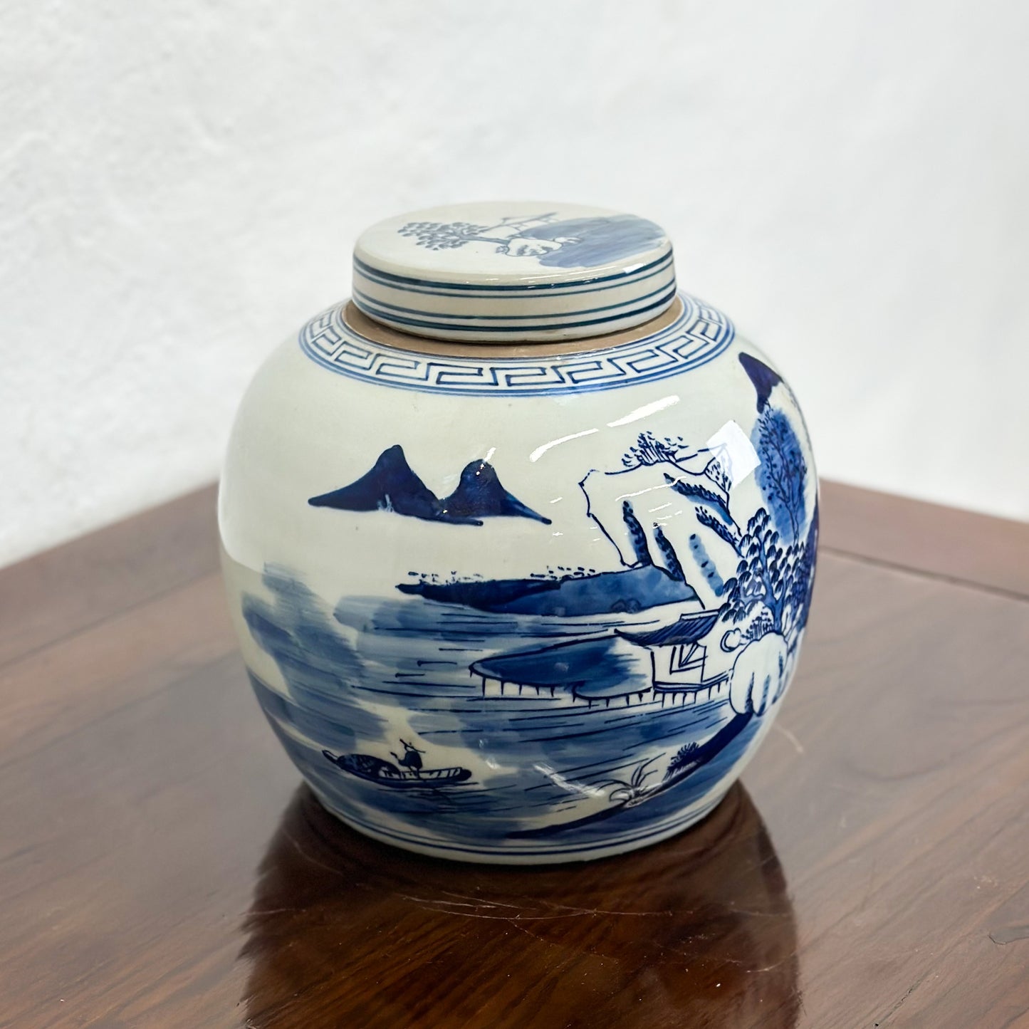 Mountain Village Porcelain Ginger Jar