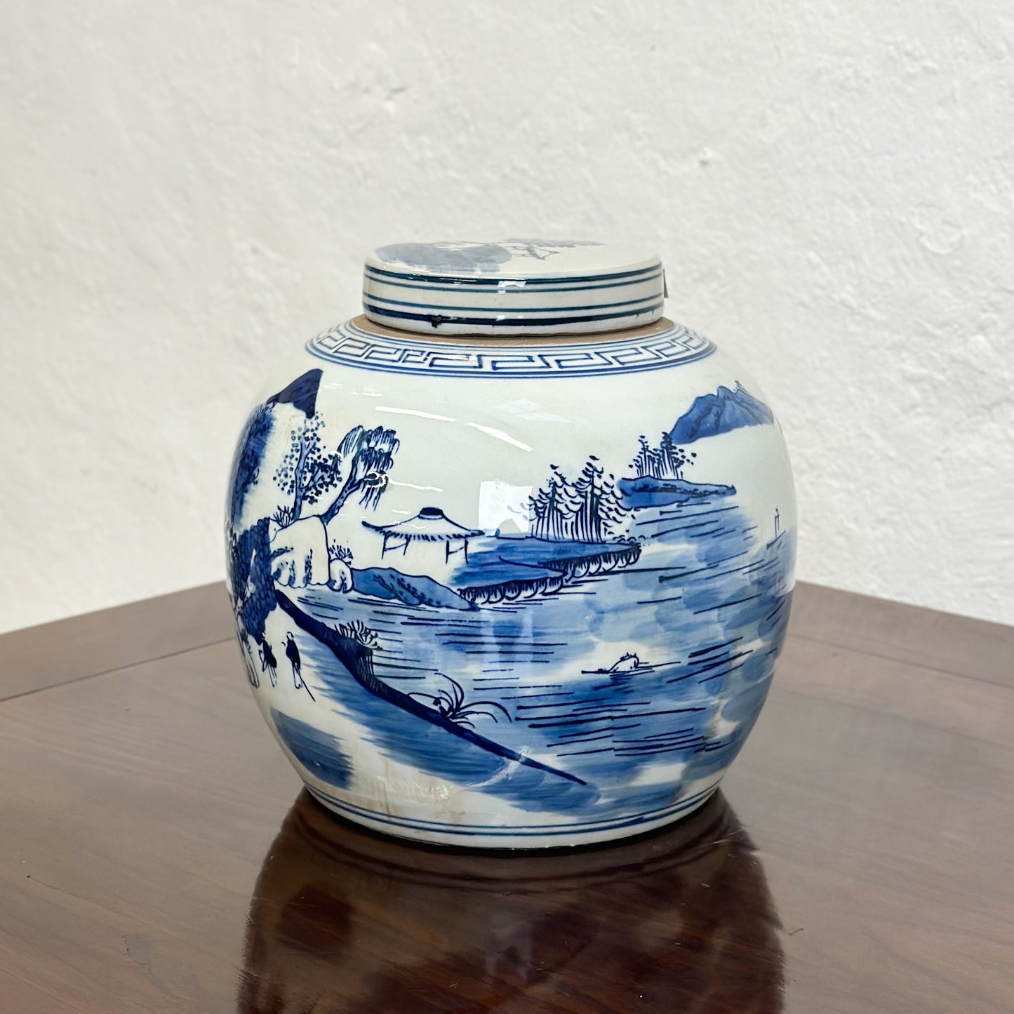 Mountain Village Porcelain Ginger Jar