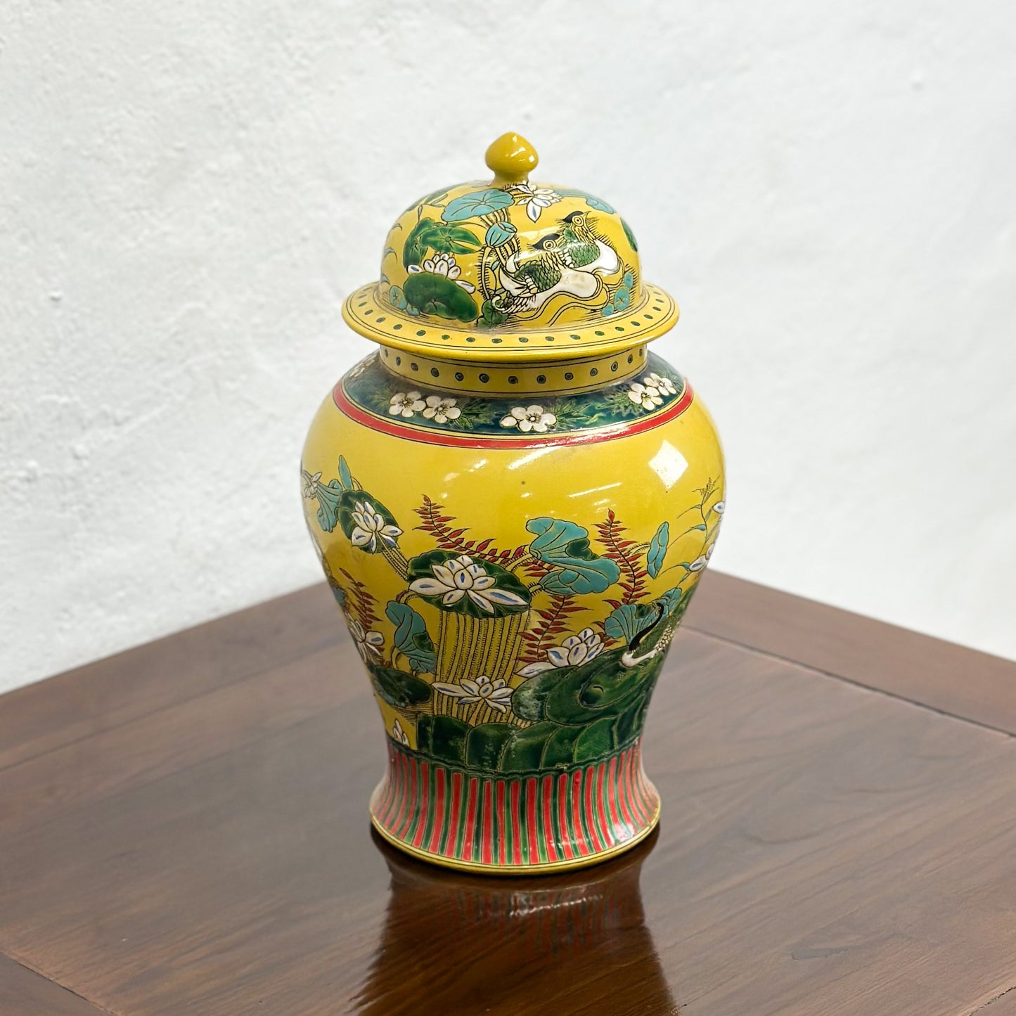 Lotus Pond Porcelain Temple Jar