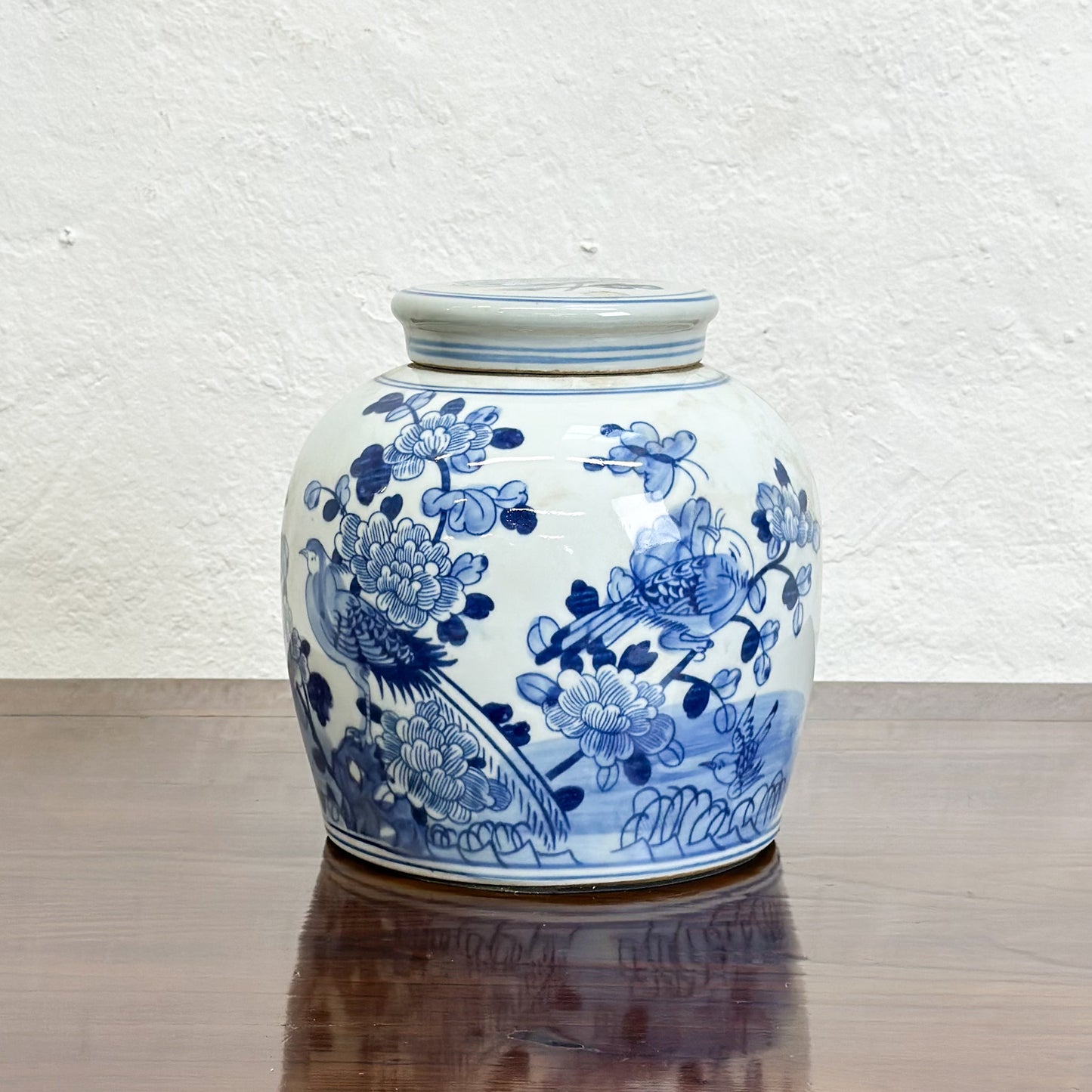 Peonies & Birds Porcelain Ginger Jar