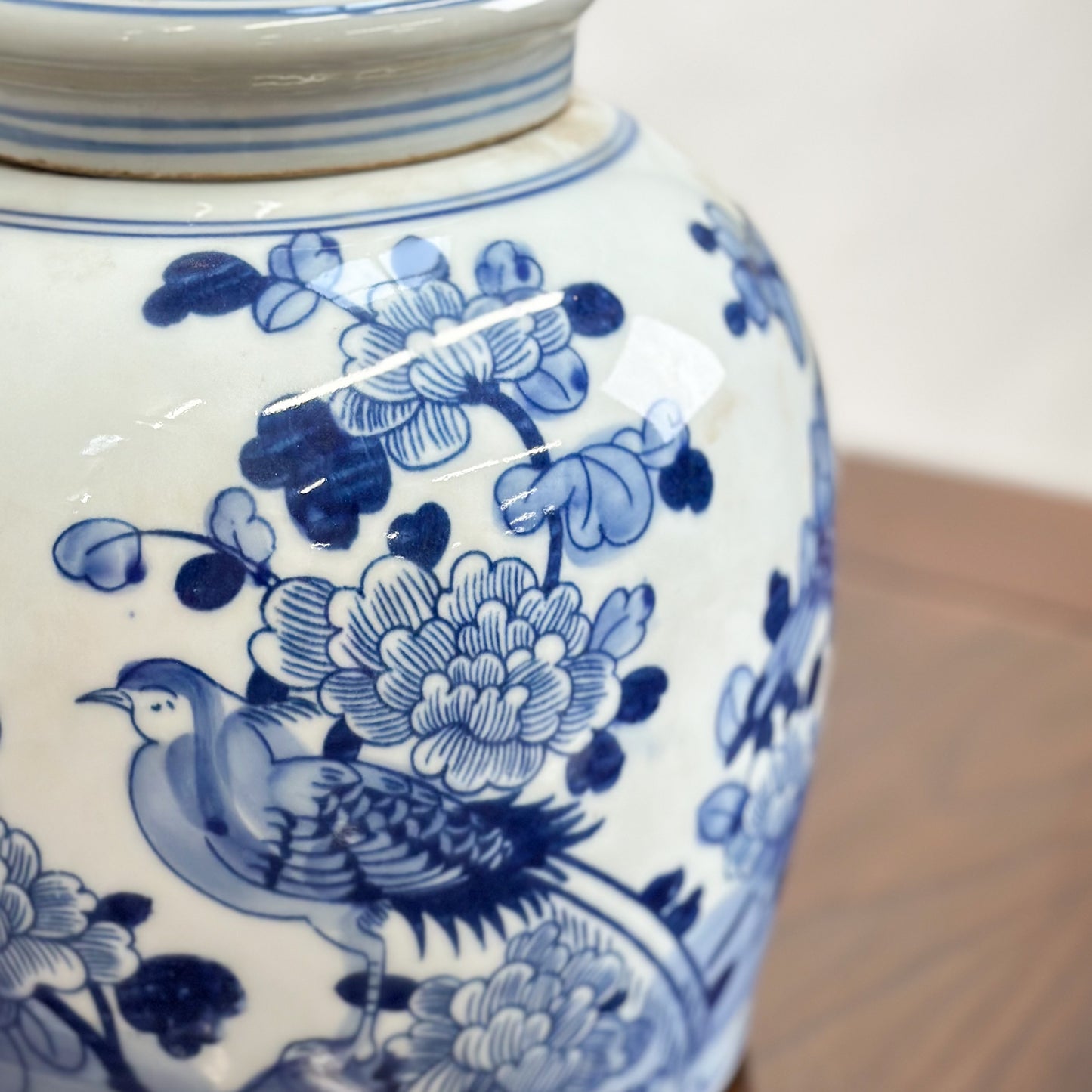 Peonies & Birds Porcelain Ginger Jar