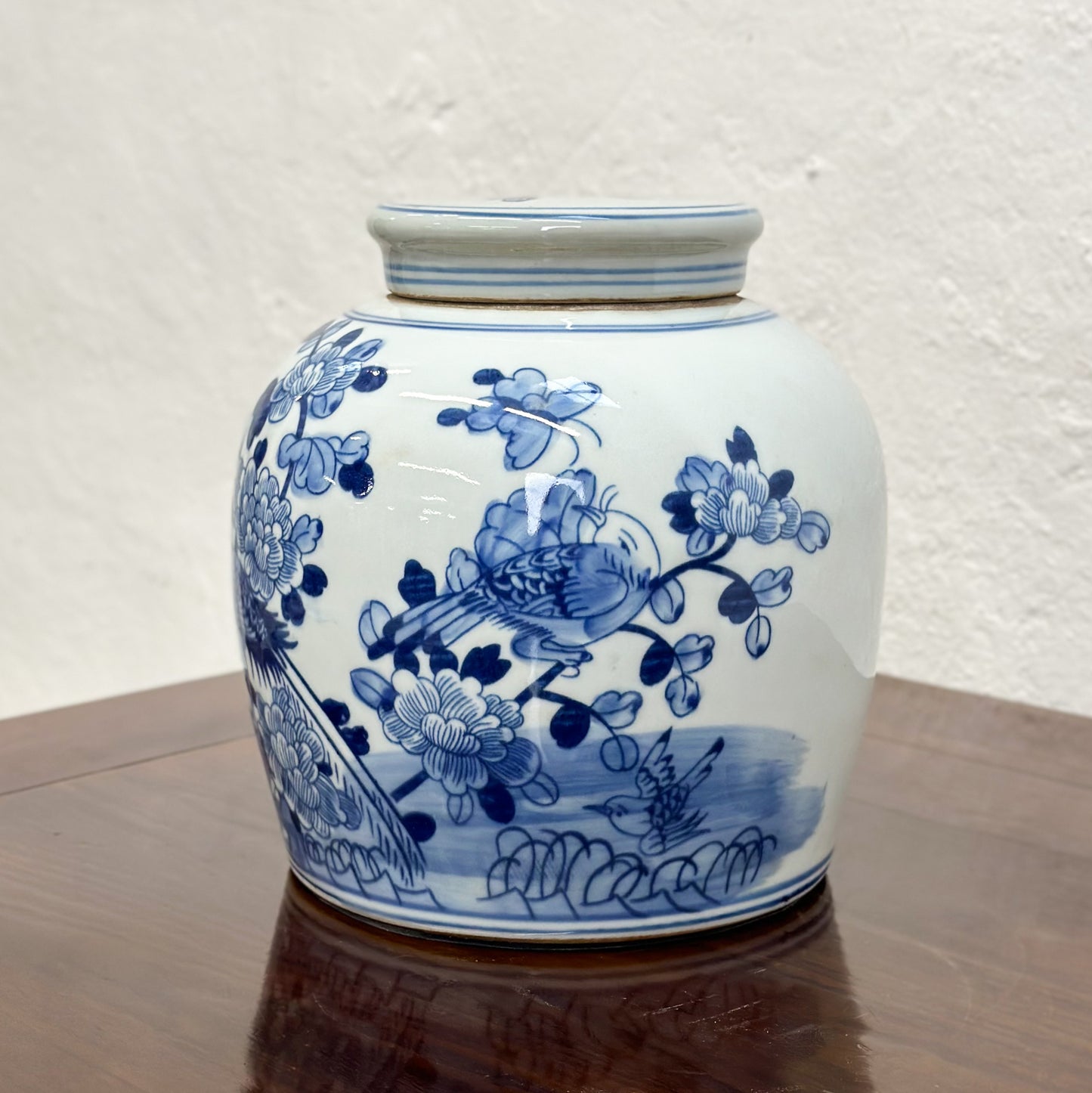 Peonies & Birds Porcelain Ginger Jar