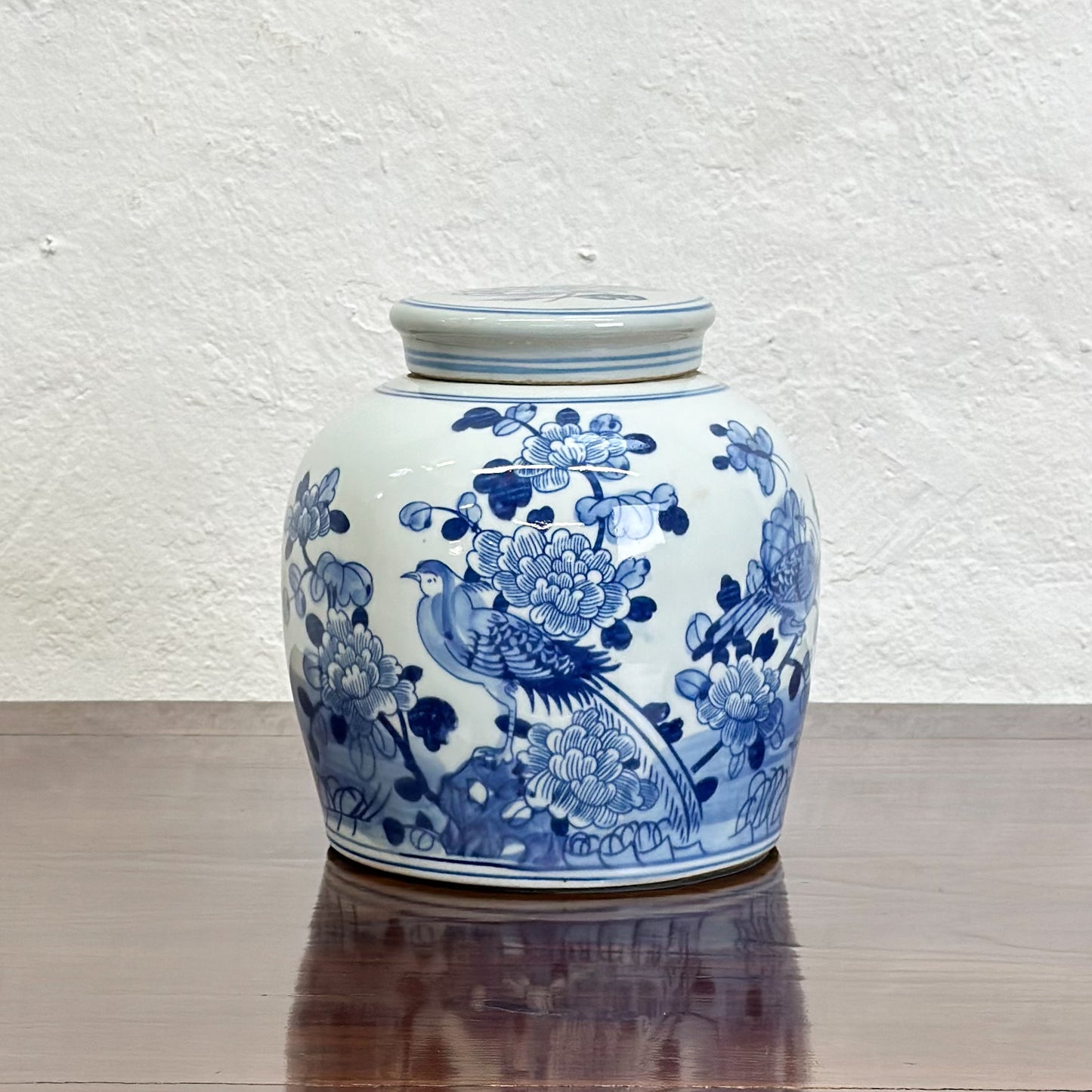 Peonies & Birds Porcelain Ginger Jar