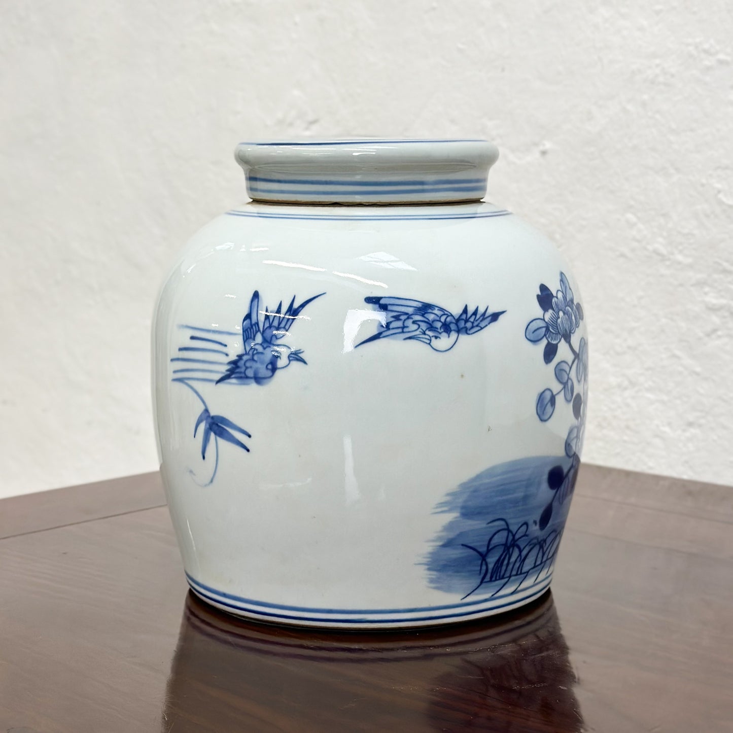 Peonies & Birds Porcelain Ginger Jar